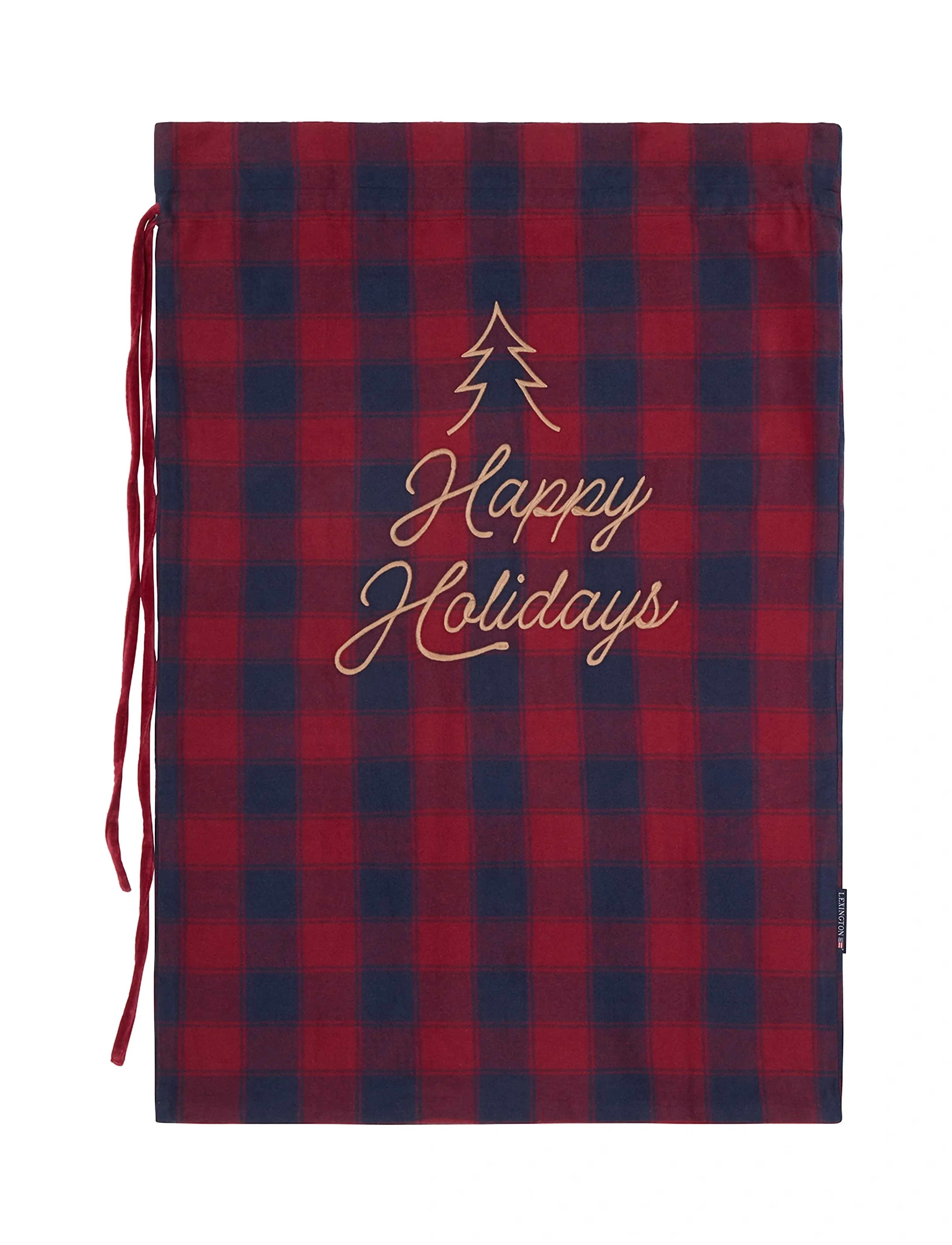 Lexington Home - Org Cotton Flannel Christmas Gift Sack - dk blue/red - 4
