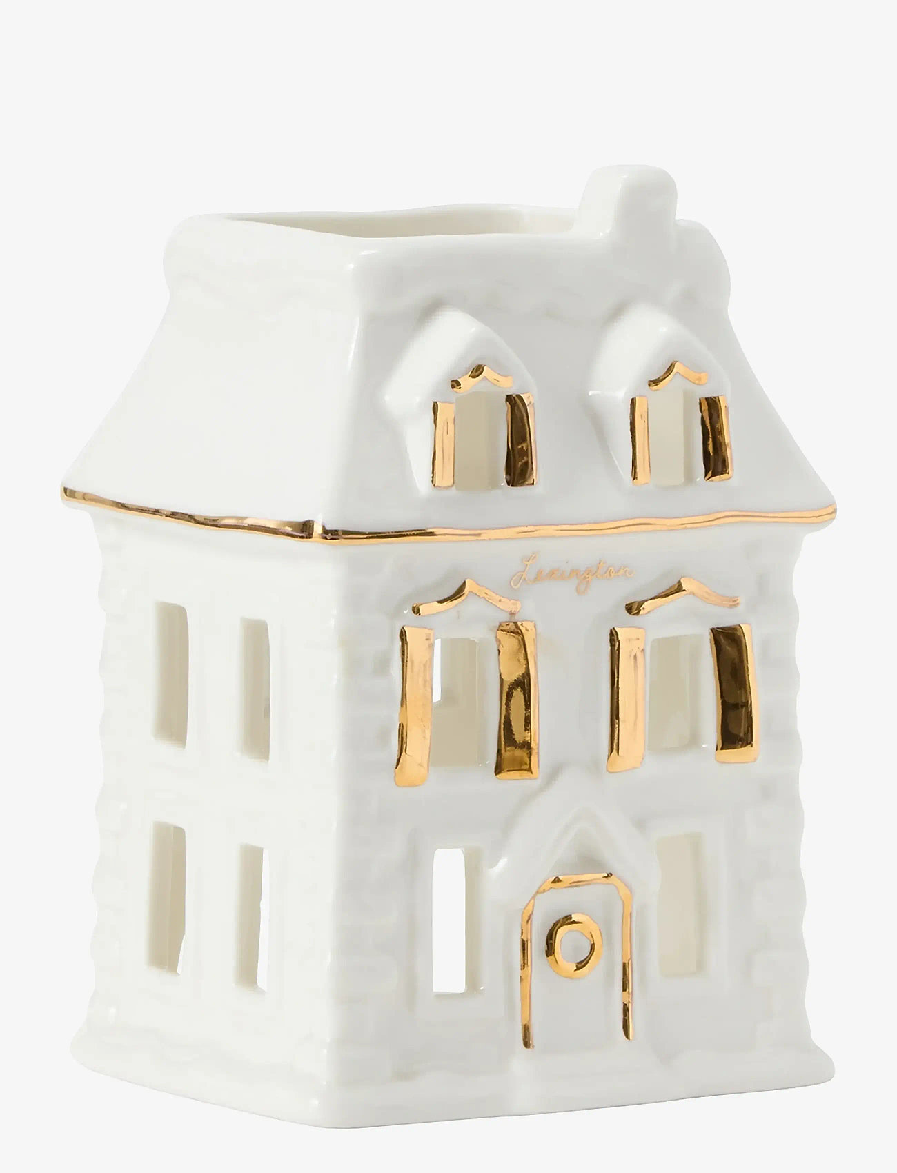 Lexington Home - House Stoneware Lantern - white/gold - 2