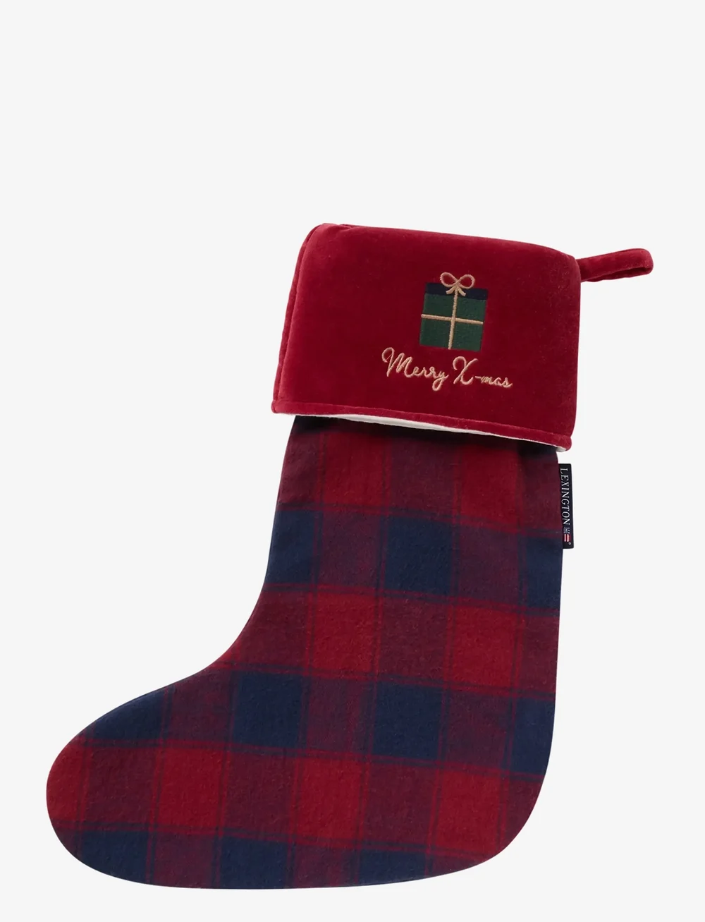 Lexington Home - Organic Cotton Checked Stocking - weihnachtsdekoration - dk blue/red - 0