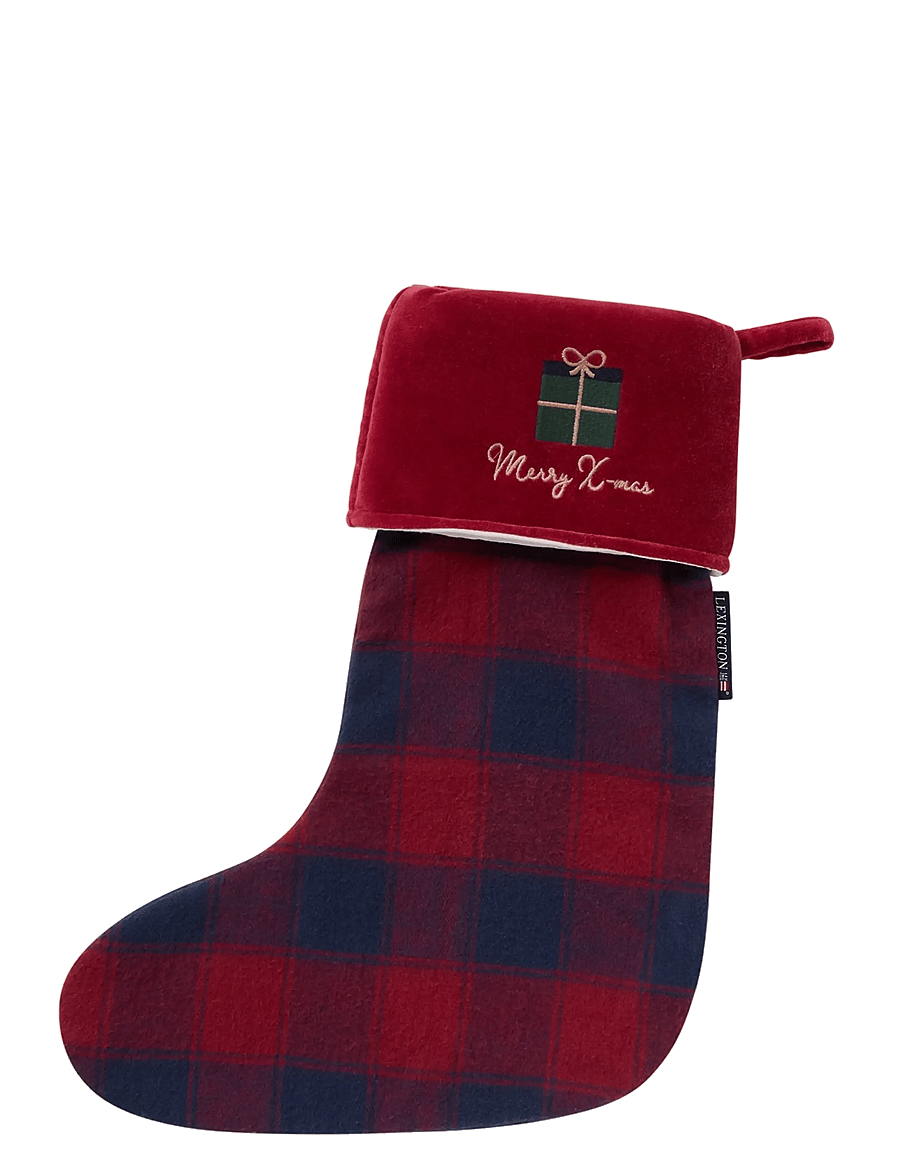 Lexington Home - Organic Cotton Checked Stocking - dk blue/red - 0