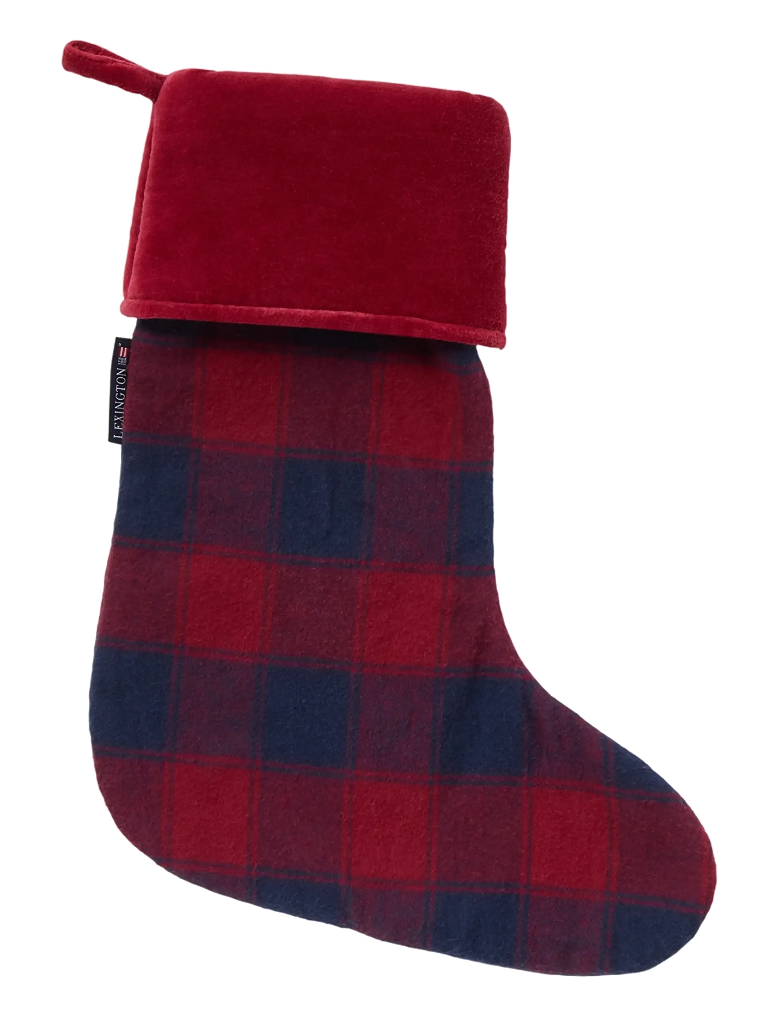 Lexington Home - Organic Cotton Checked Stocking - dk blue/red - 1