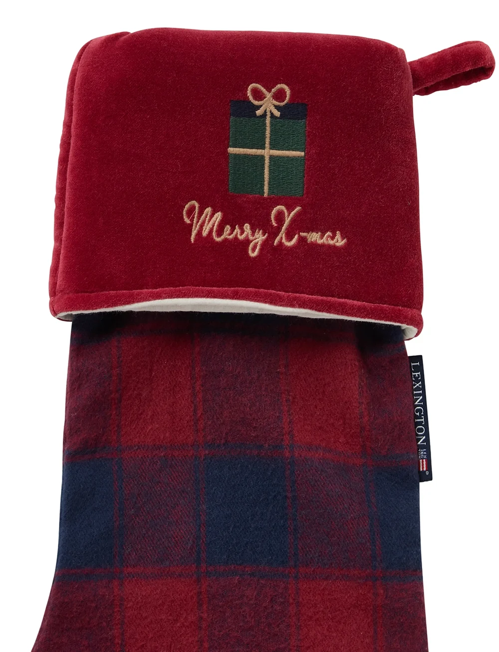 Lexington Home - Organic Cotton Checked Stocking - weihnachtsdekoration - dk blue/red - 2