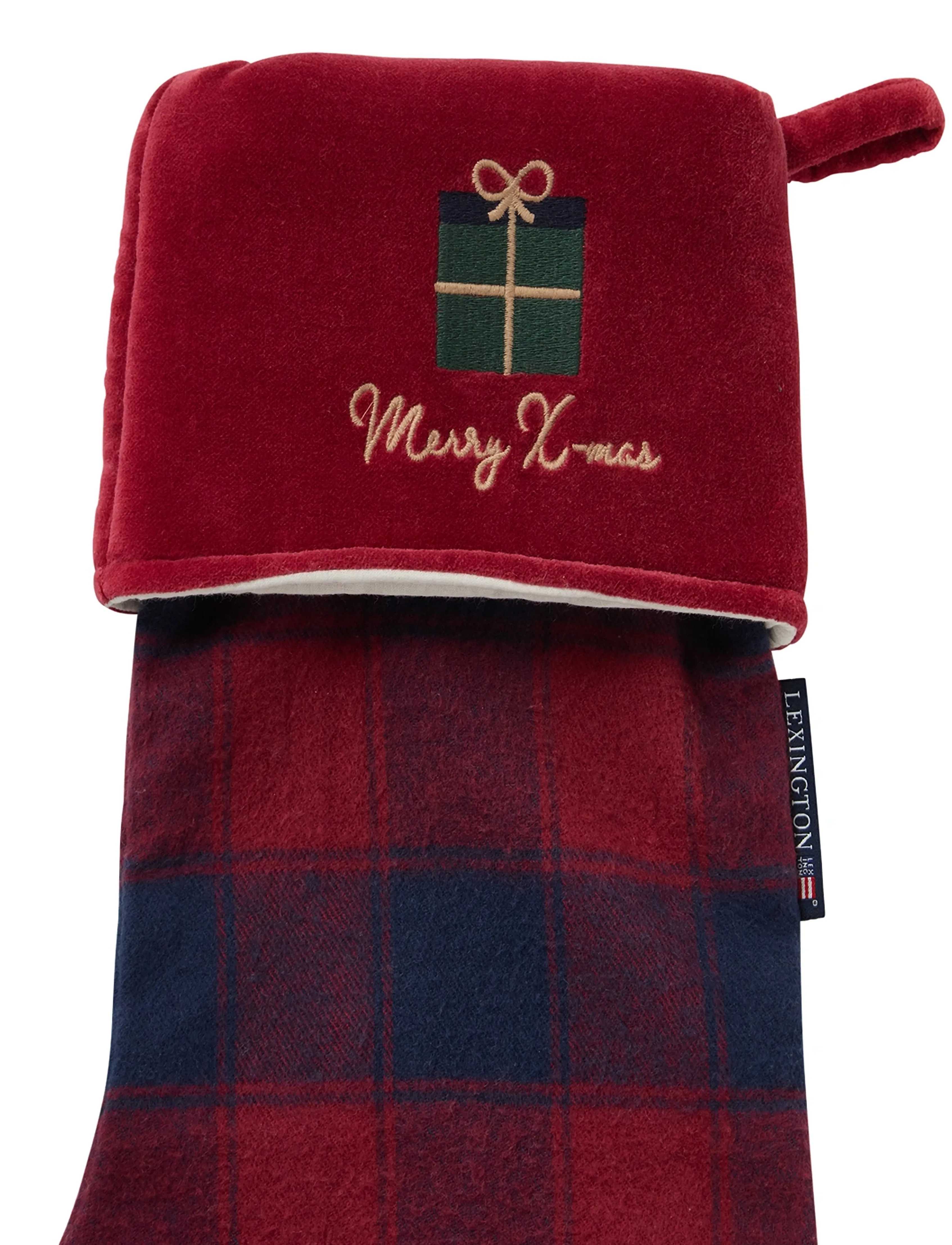 Lexington Home - Organic Cotton Checked Stocking - dk blue/red - 2