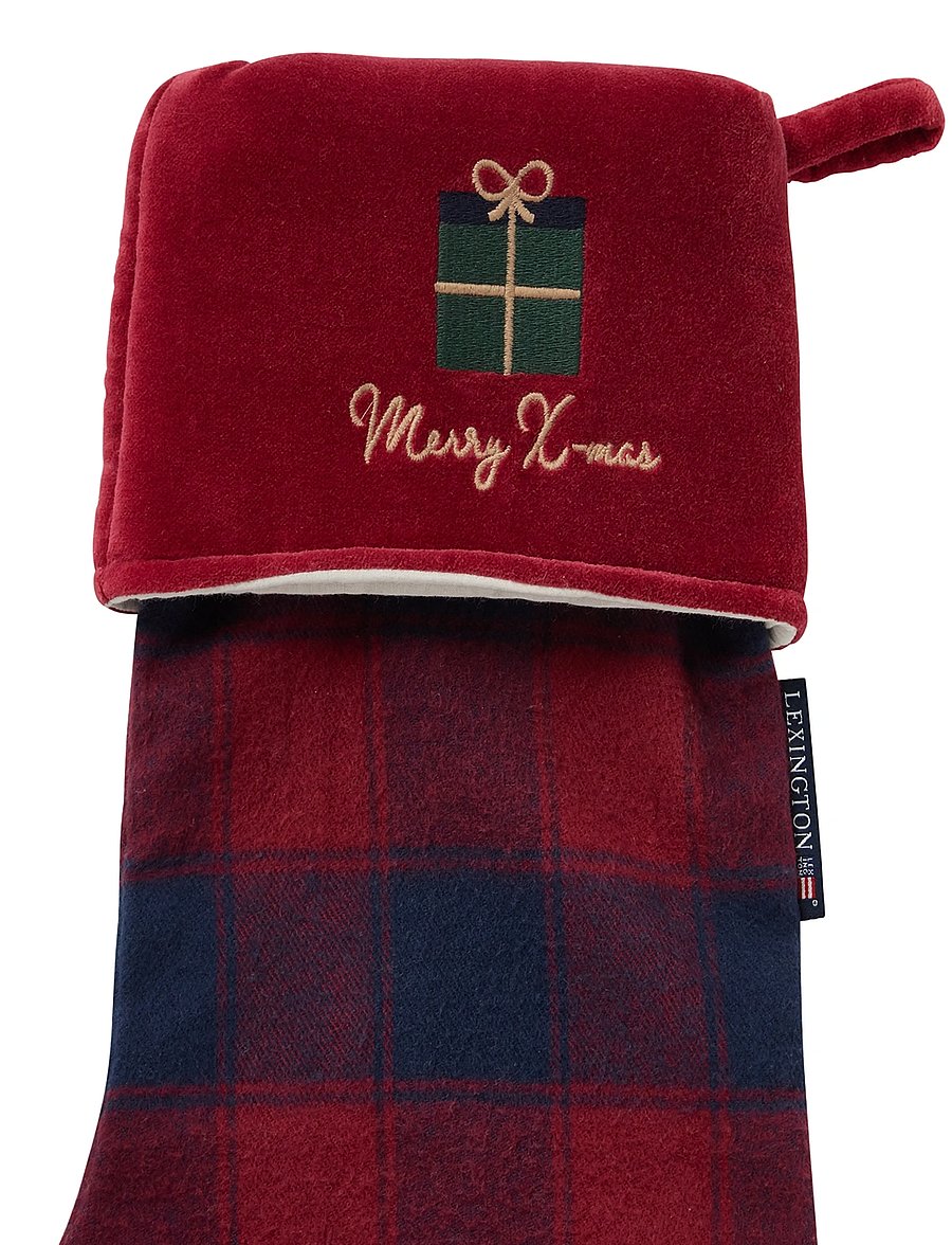 Lexington Home - Organic Cotton Checked Stocking - dk blue/red - 2