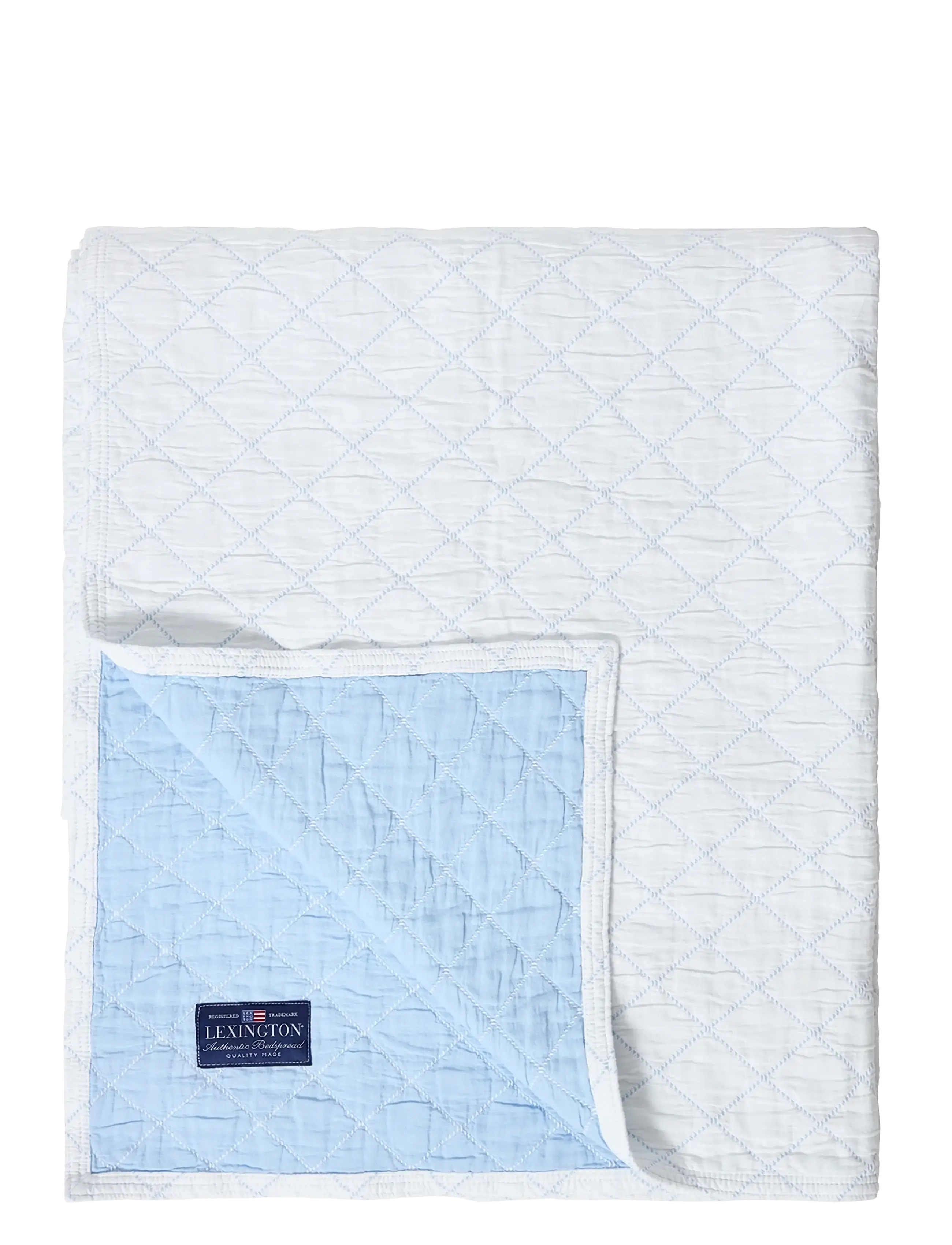 Lexington Home Jacquard Organic Cotton Bedspread - Soveromstekstiler - WHITE/BLUE / blue