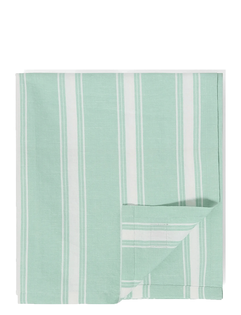 Lexington Home - Striped Linen/Cotton Tablecloth - tablecloths & runners - green/white - 1