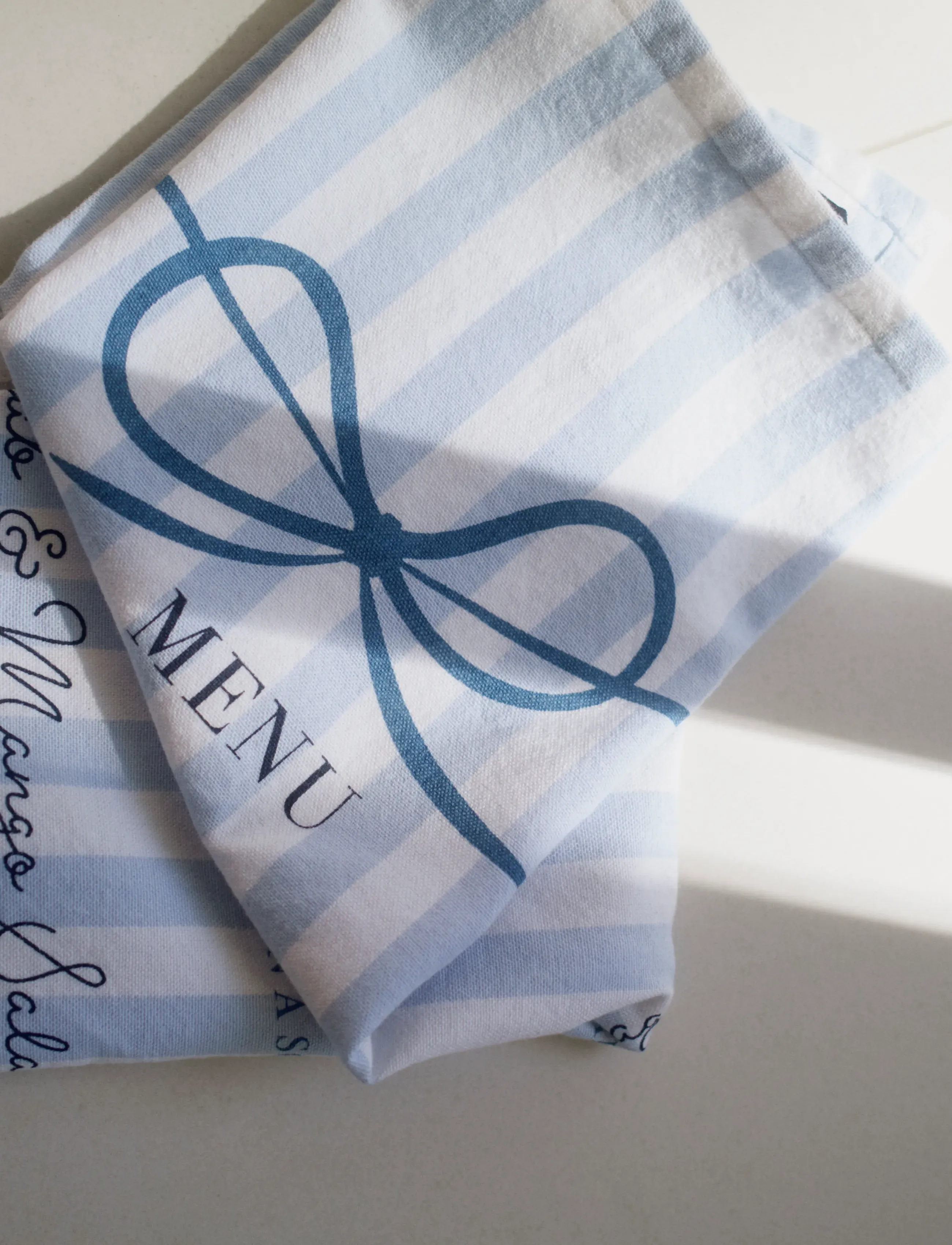 Lexington Home Party Menu Org Cotton Kitchen Towel, 50X70, Textiles, Blau - Towels, Homeware