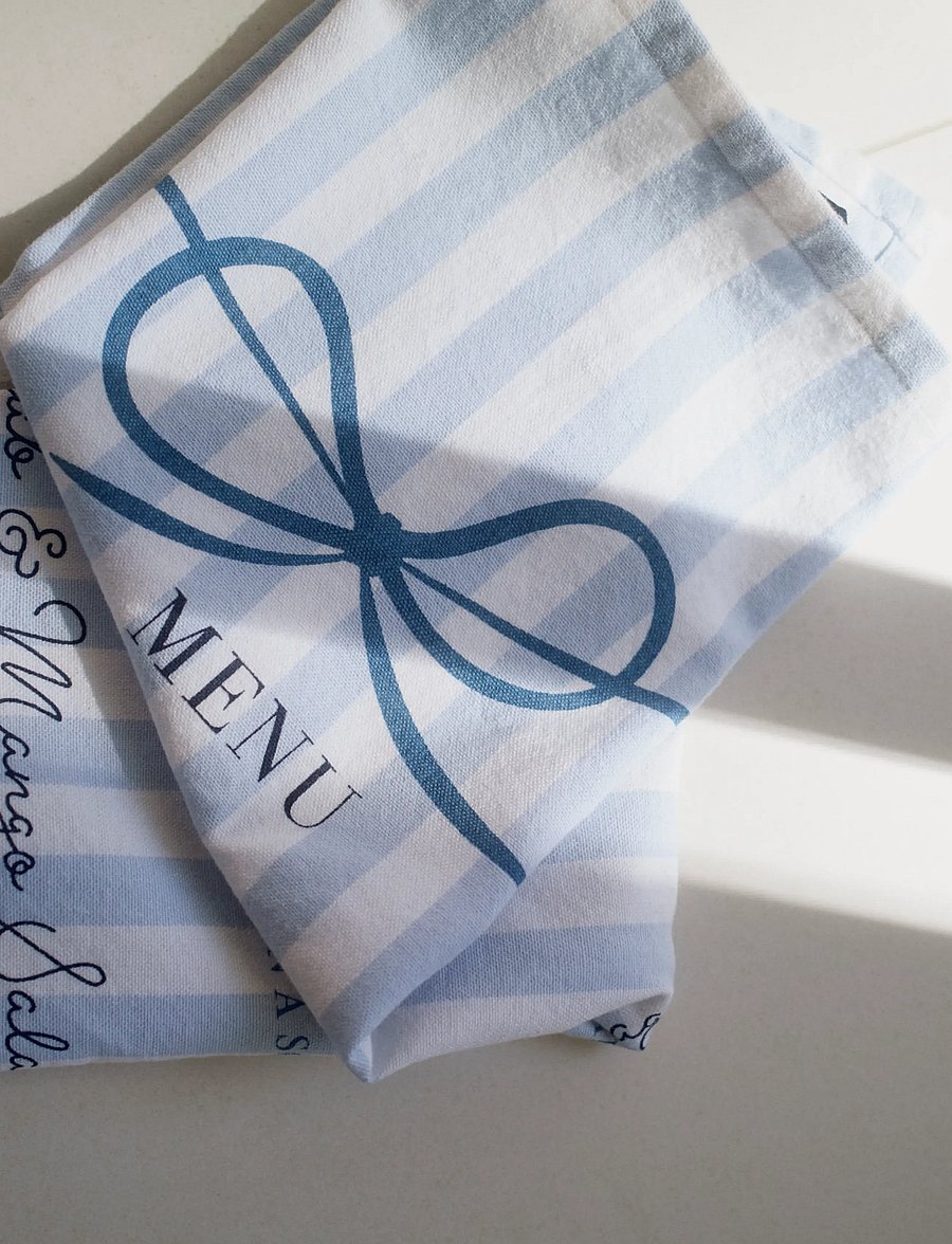Lexington Home - Party Menu Org Cotton Kitchen Towel - köögirätikud - blue/white - 0