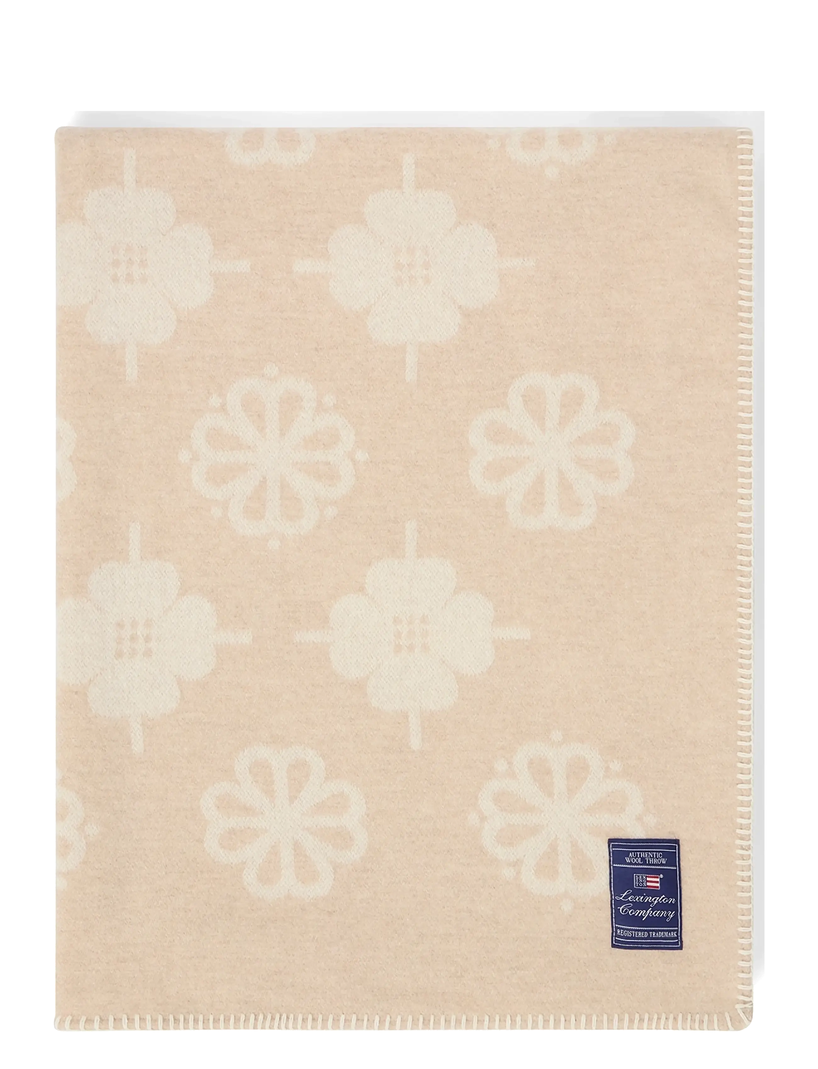 Lexington Home Floral Jacquard Recycled Wool Throw, Tæppe og plaid, Beige, Str: 130X170