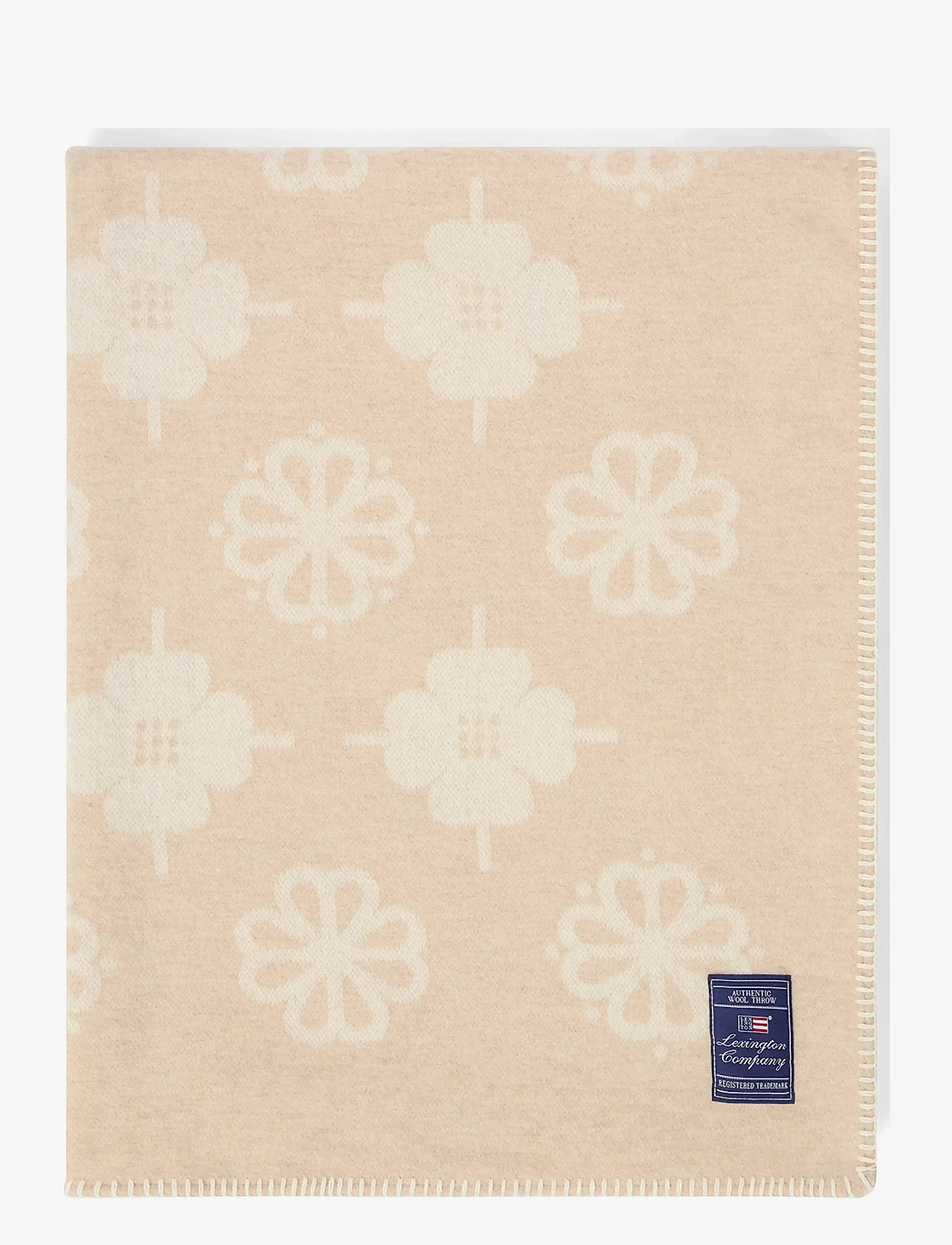 Lexington Home - Floral Jacquard Recycled Wool Throw - pleedid - beige/white - 0