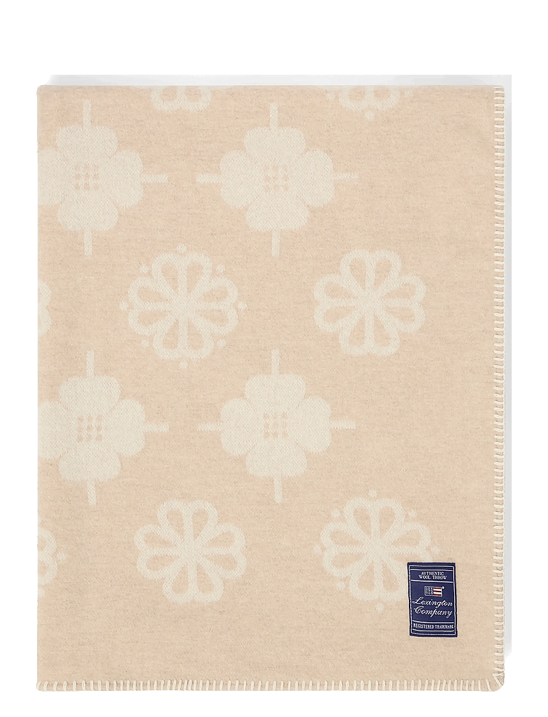 Lexington Home - Floral Jacquard Recycled Wool Throw - pleedid - beige/white - 0