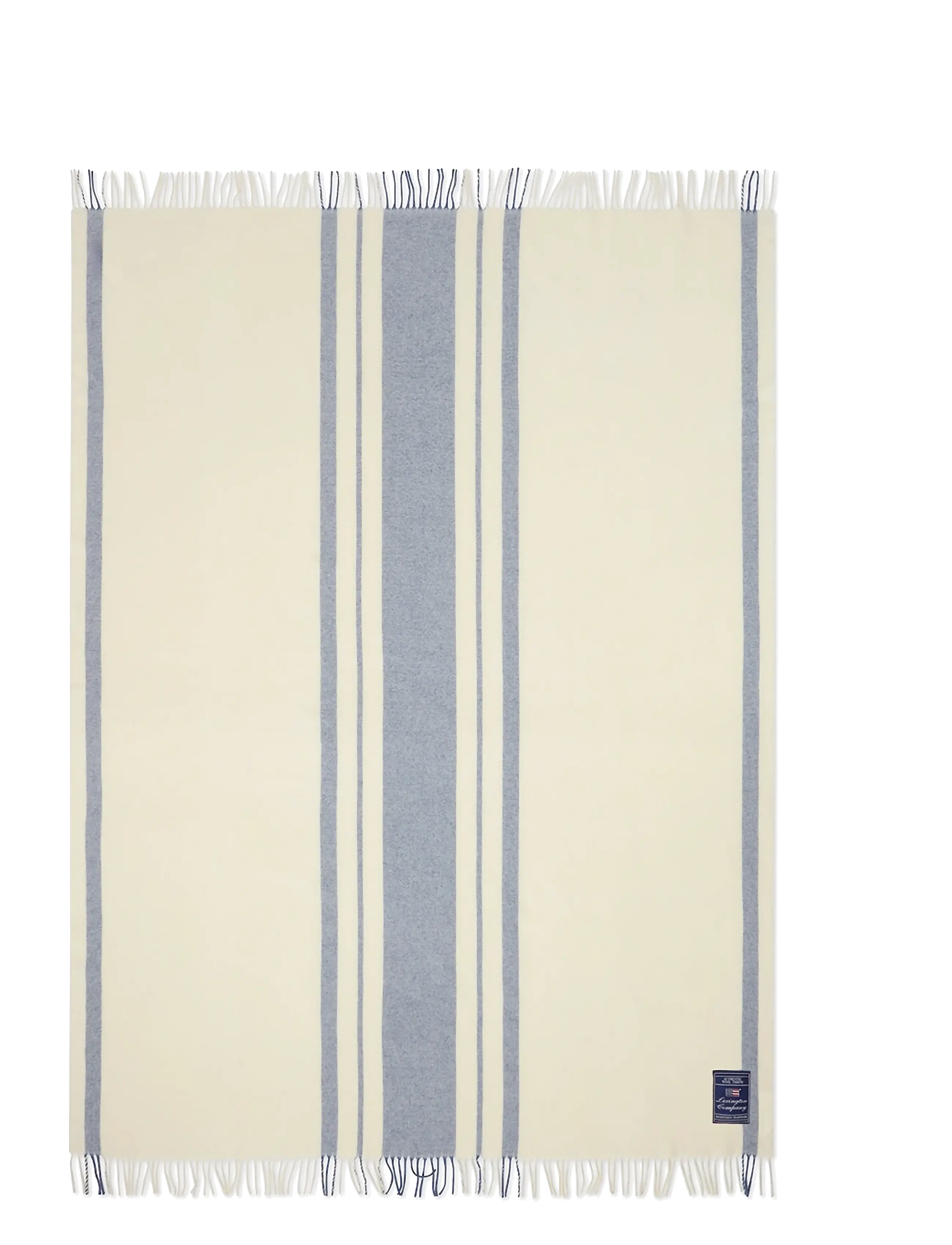 Lexington Home Striped Recycled Wool Throw - Textilien - BLUE/WHITE / cream