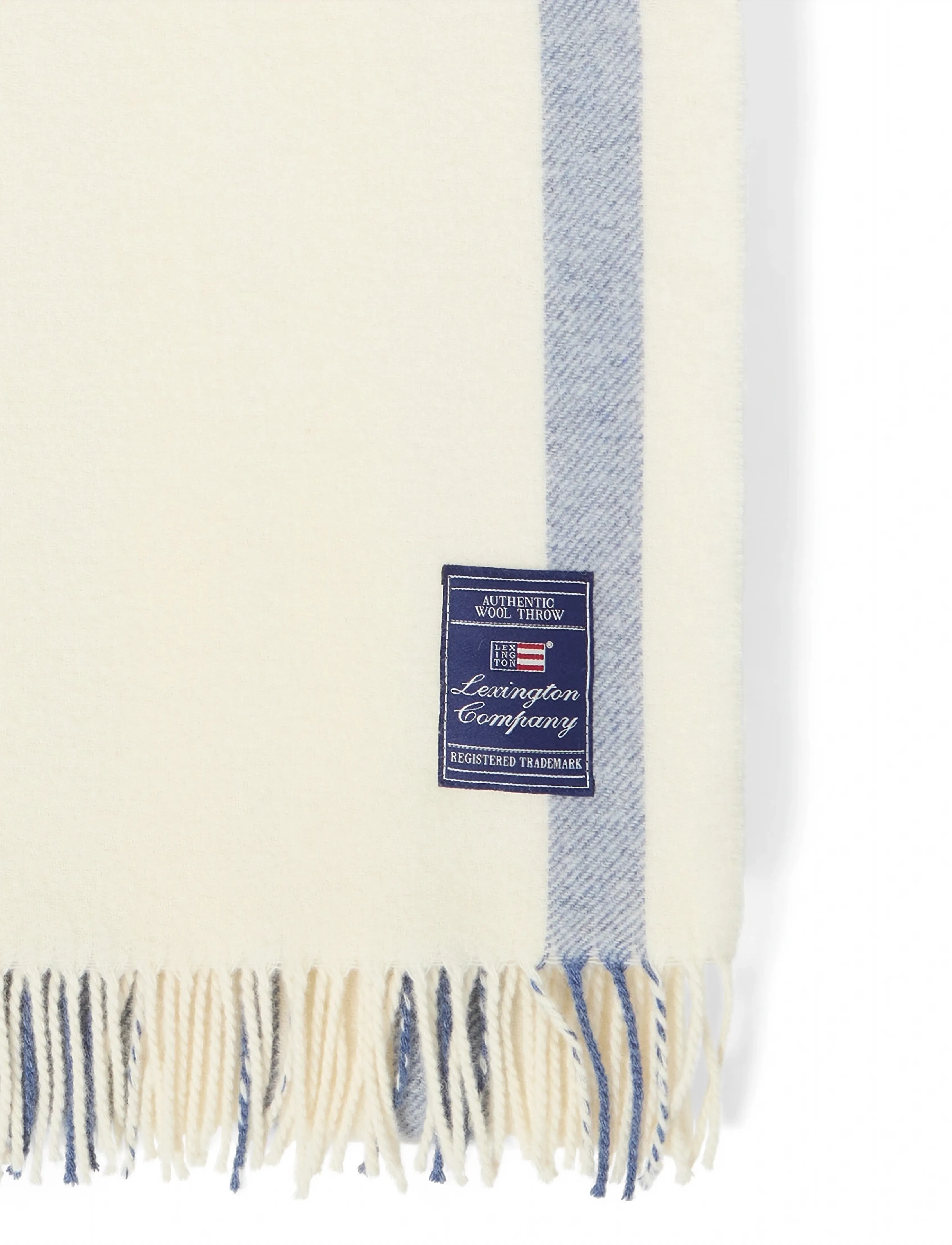 Lexington Home - Striped Recycled Wool Throw - udendørstekstiler - blue/white - 3