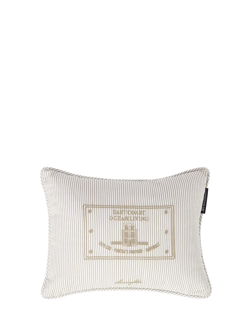 Lexington Home - Beige/White Striped Organic Cotton 40x30 Pillow - kissen - beige/white - 0