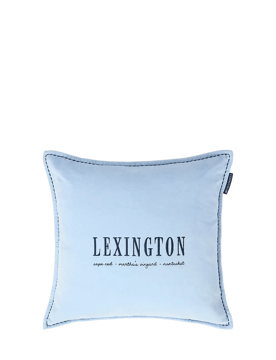 Lexington Home - Blue Logo Organic Cotton Velvet Pillow Cover - blue - 1