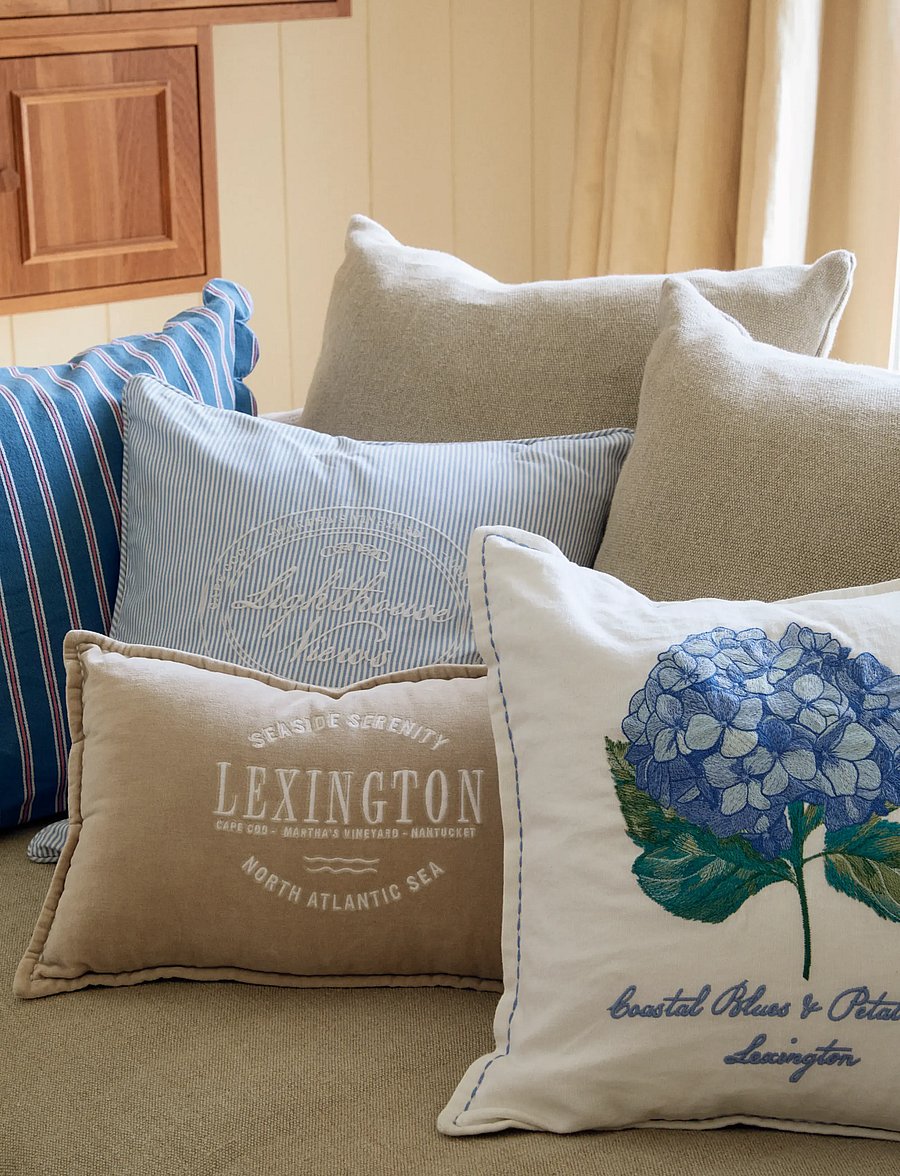 Lexington Home - Blue Logo Organic Cotton Velvet Pillow Cover - blue - 0