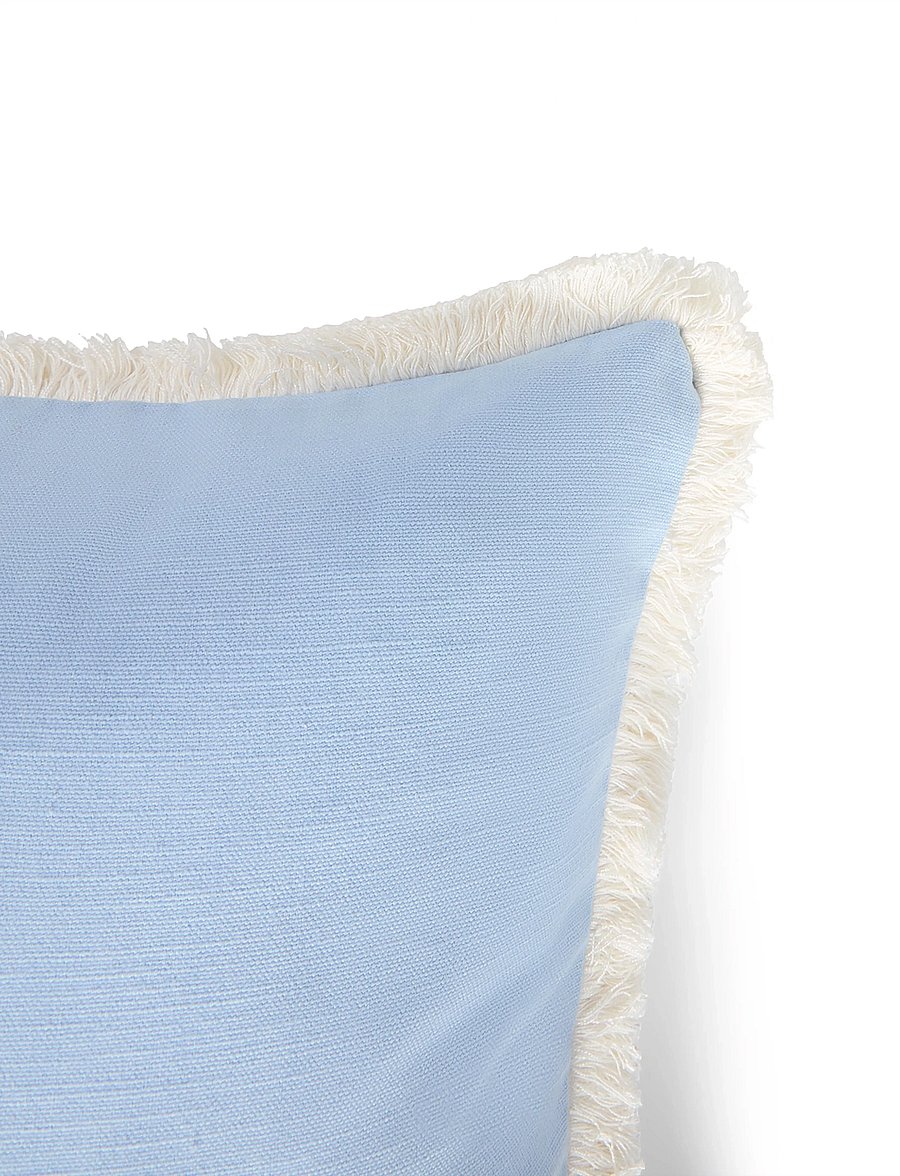 Lexington Home - Linen/Cotton Fringe Pillow Cover - blue - 3