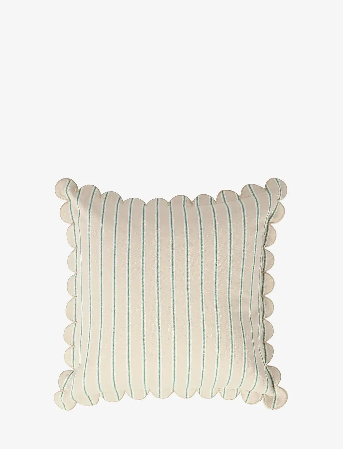 Lexington Home - Striped Organic Cotton Scallop Wing Pillow Cover - padjakatted - beige/white/blue - 0