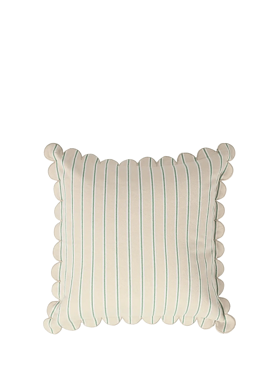 Lexington Home - Striped Organic Cotton Scallop Wing Pillow Cover - kissenbezüge - beige/white/blue - 1