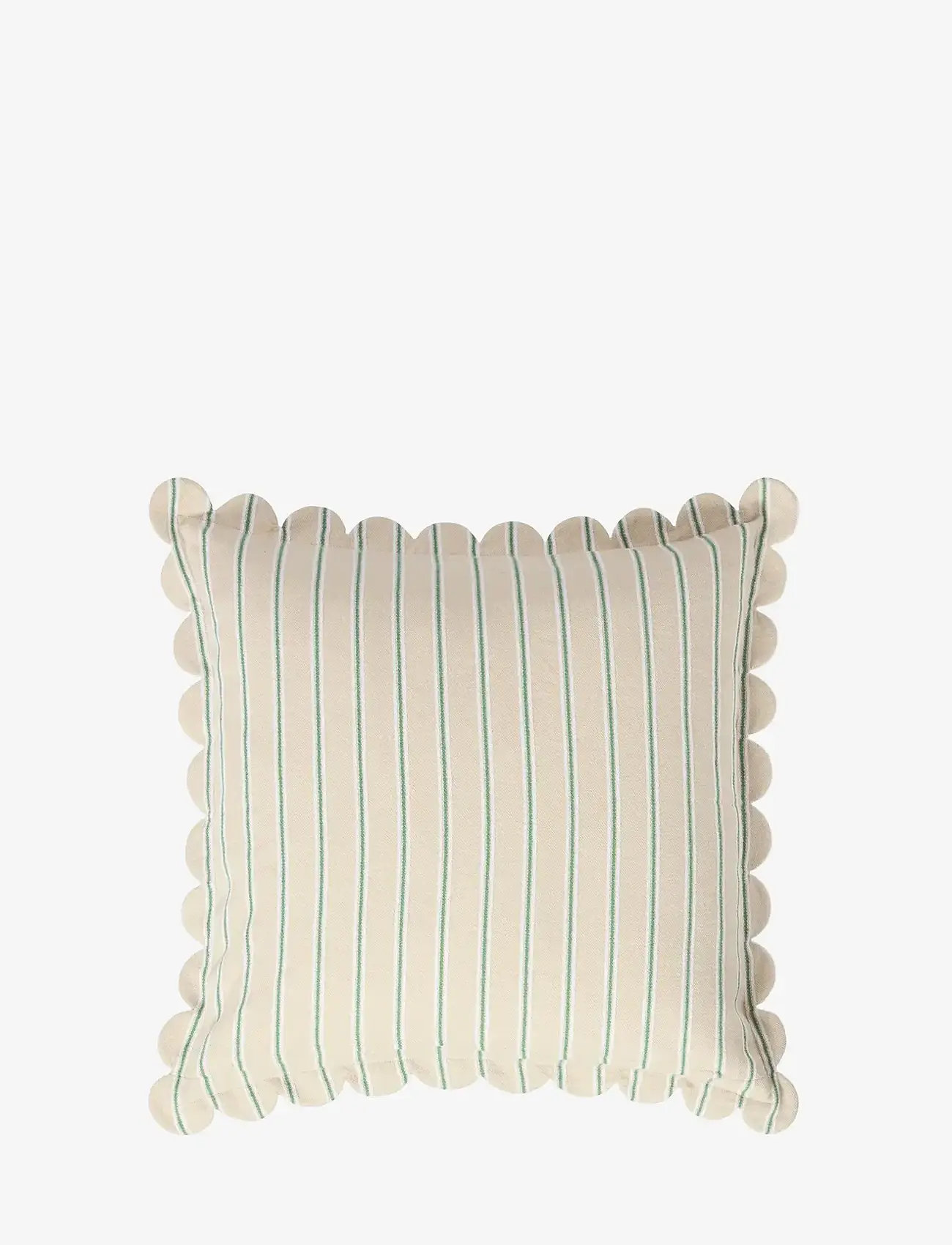 Lexington Home - Striped Organic Cotton Scallop Wing Pillow Cover - padjakatted - beige/white/blue - 1