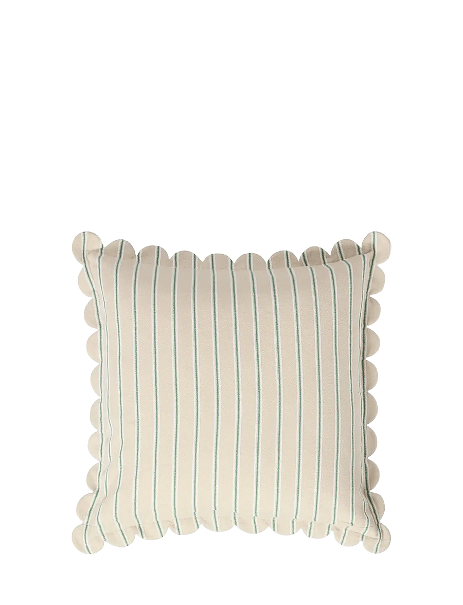 Lexington Home - Striped Organic Cotton Scallop Wing Pillow Cover - kissenbezüge - beige/white/blue - 2