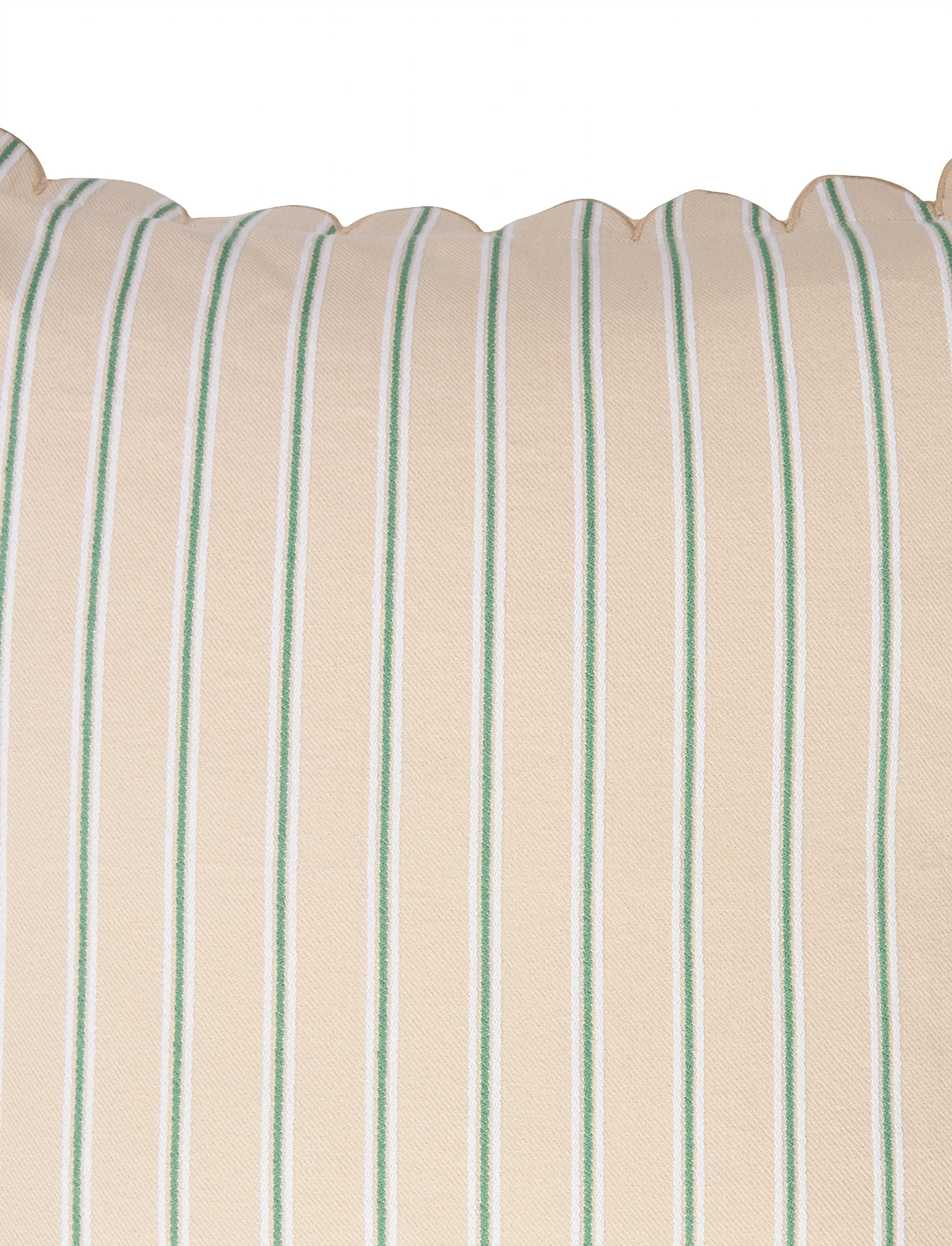 Lexington Home - Striped Organic Cotton Scallop Wing Pillow Cover - kissenbezüge - beige/white/blue - 3