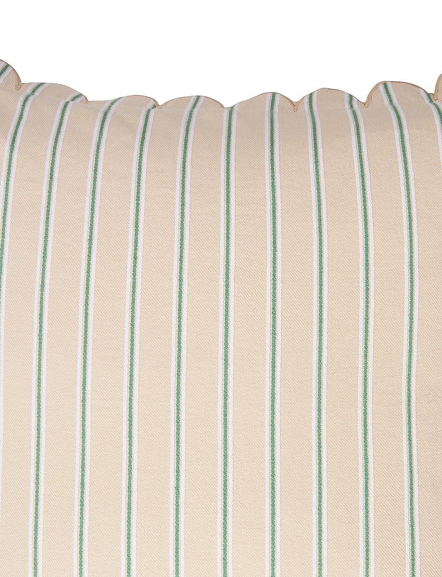 Lexington Home - Striped Organic Cotton Scallop Wing Pillow Cover - kissenbezüge - beige/white/blue - 3