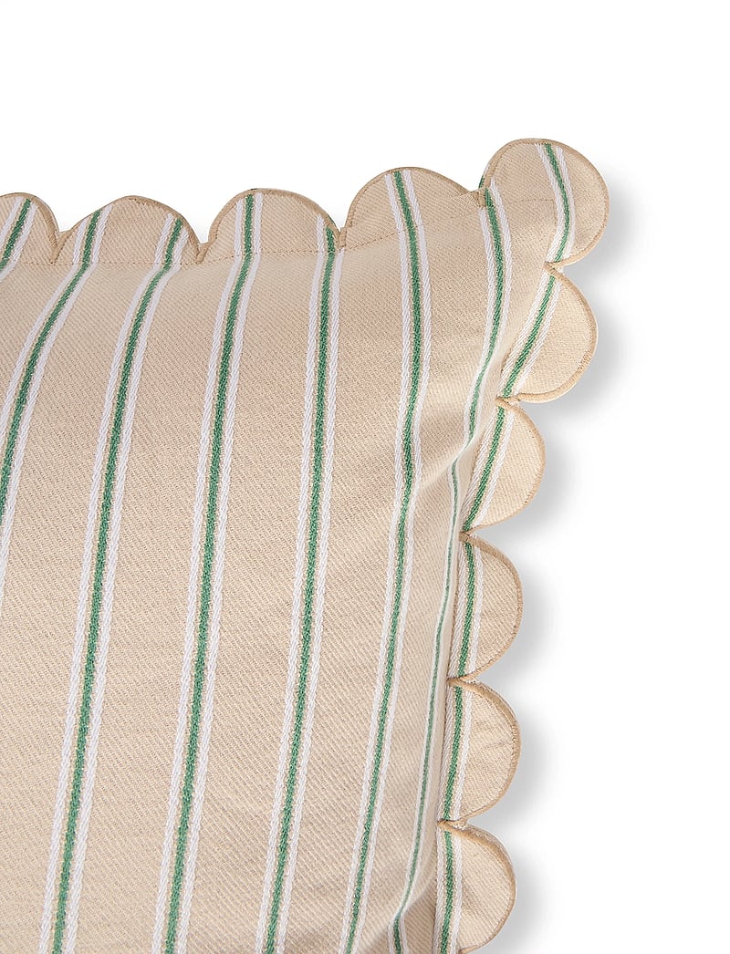Lexington Home - Striped Organic Cotton Scallop Wing Pillow Cover - padjakatted - beige/white/blue - 4