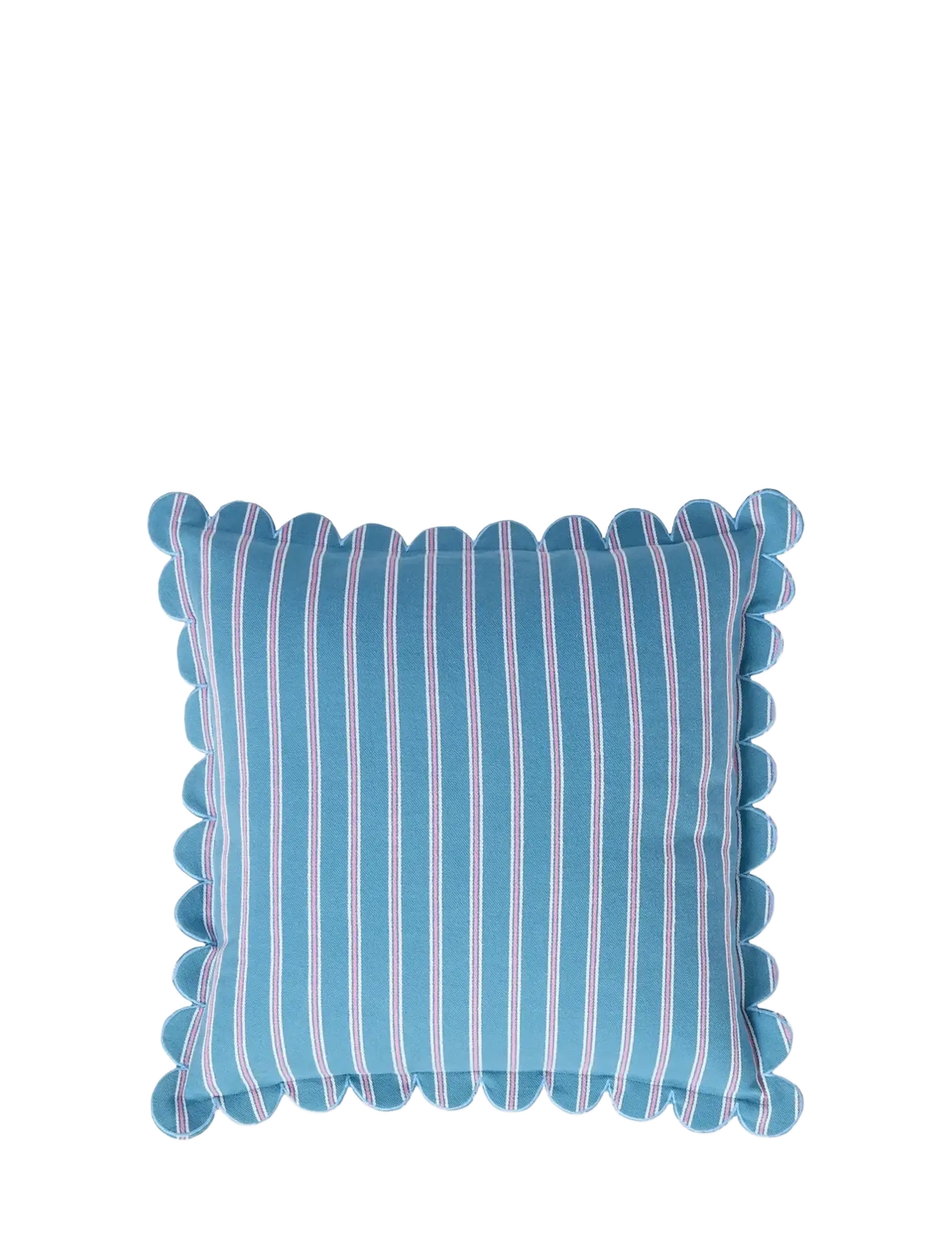 Lexington Home Striped Organic Cotton Scallop Wing Pillow Cover, 50X50, Cushions & Blankets, Blau - Cushion Covers, Homeware