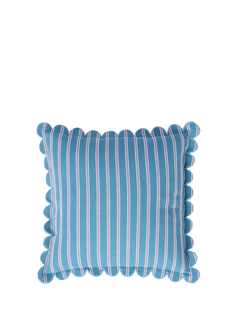 Lexington Home - Striped Organic Cotton Scallop Wing Pillow Cover - padjakatted - blue/white/pink - 0