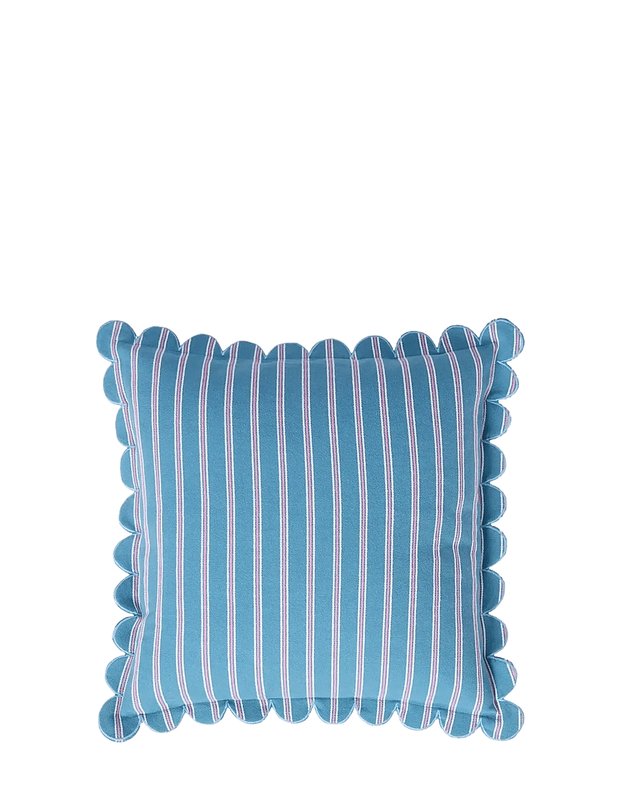 Lexington Home - Striped Organic Cotton Scallop Wing Pillow Cover - kissenbezüge - blue/white/pink - 0