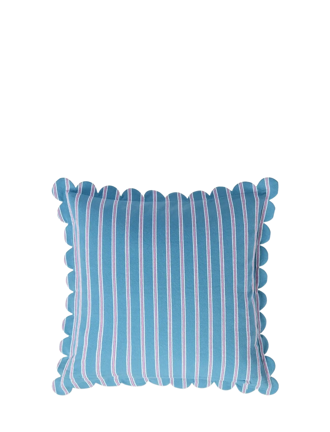 Lexington Home - Striped Organic Cotton Scallop Wing Pillow Cover - coussins covers - blue/white/pink - 1