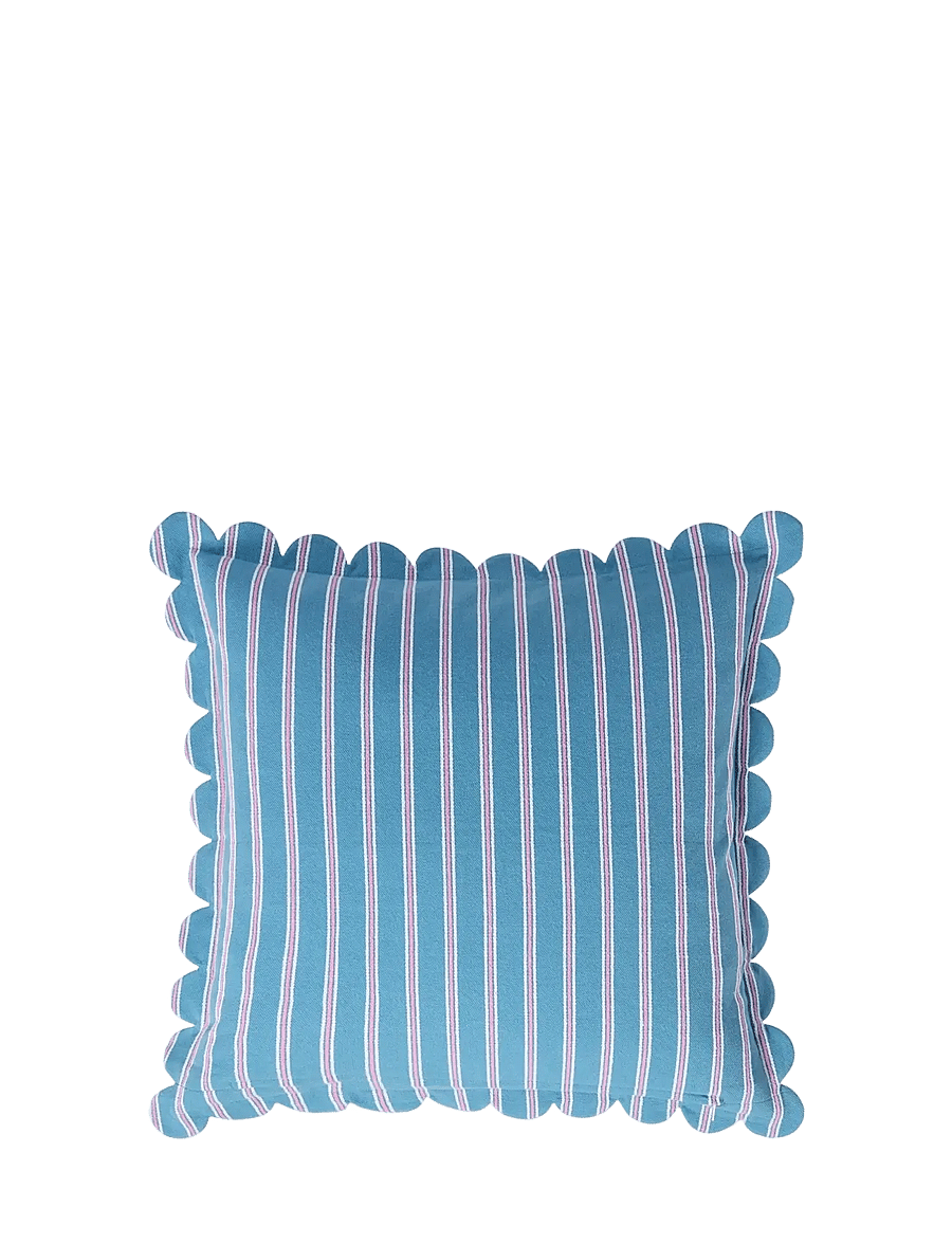 Lexington Home - Striped Organic Cotton Scallop Wing Pillow Cover - kissenbezüge - blue/white/pink - 1