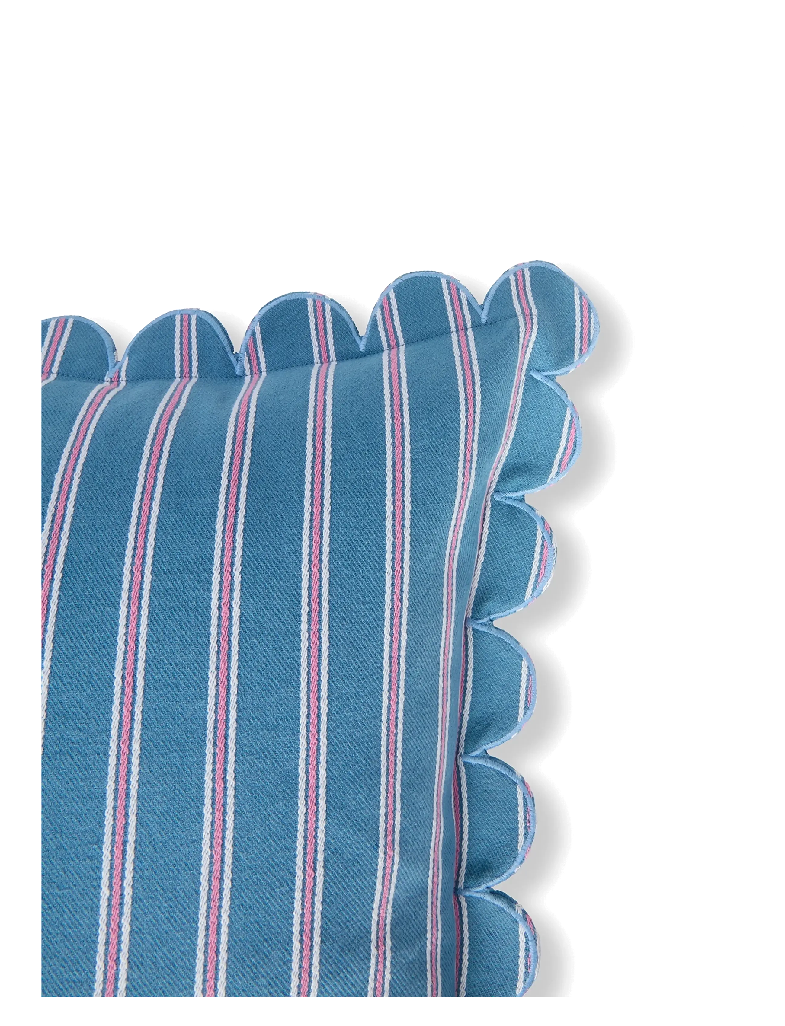 Lexington Home - Striped Organic Cotton Scallop Wing Pillow Cover - coussins covers - blue/white/pink - 2