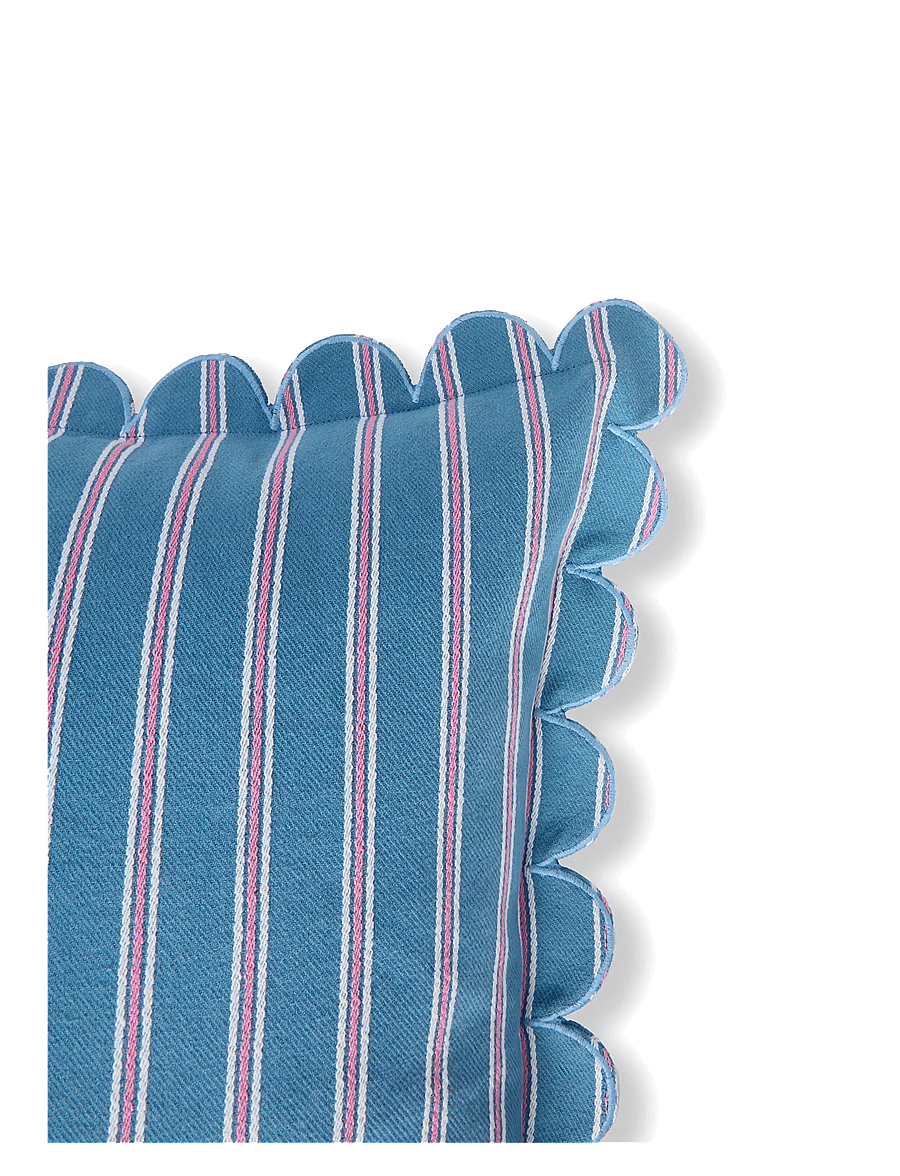 Lexington Home - Striped Organic Cotton Scallop Wing Pillow Cover - kissenbezüge - blue/white/pink - 2