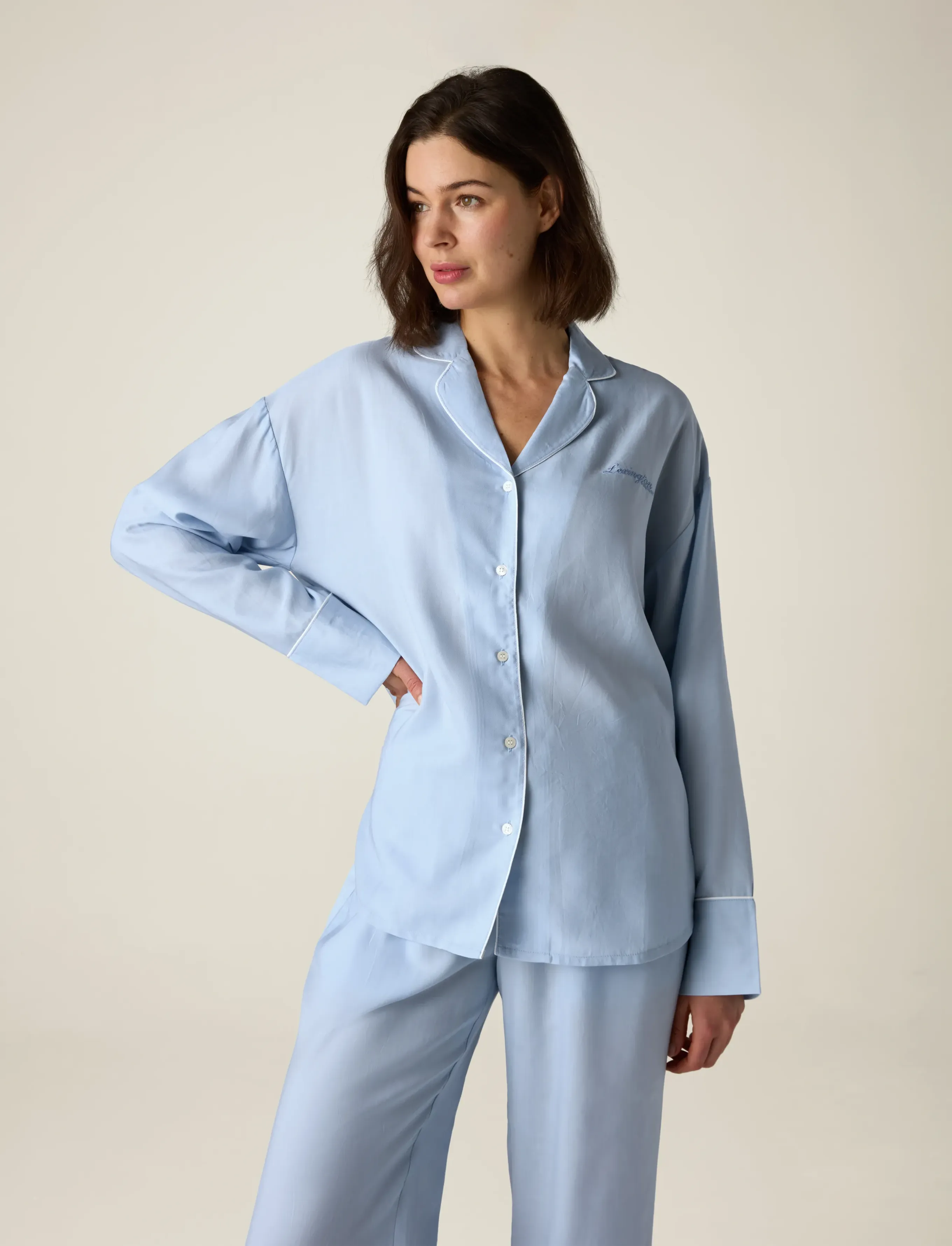 Lexington Home Lyocell Pajama Set, XS, Night & Loungewear, Blau - Pyjamas (set), Frauen