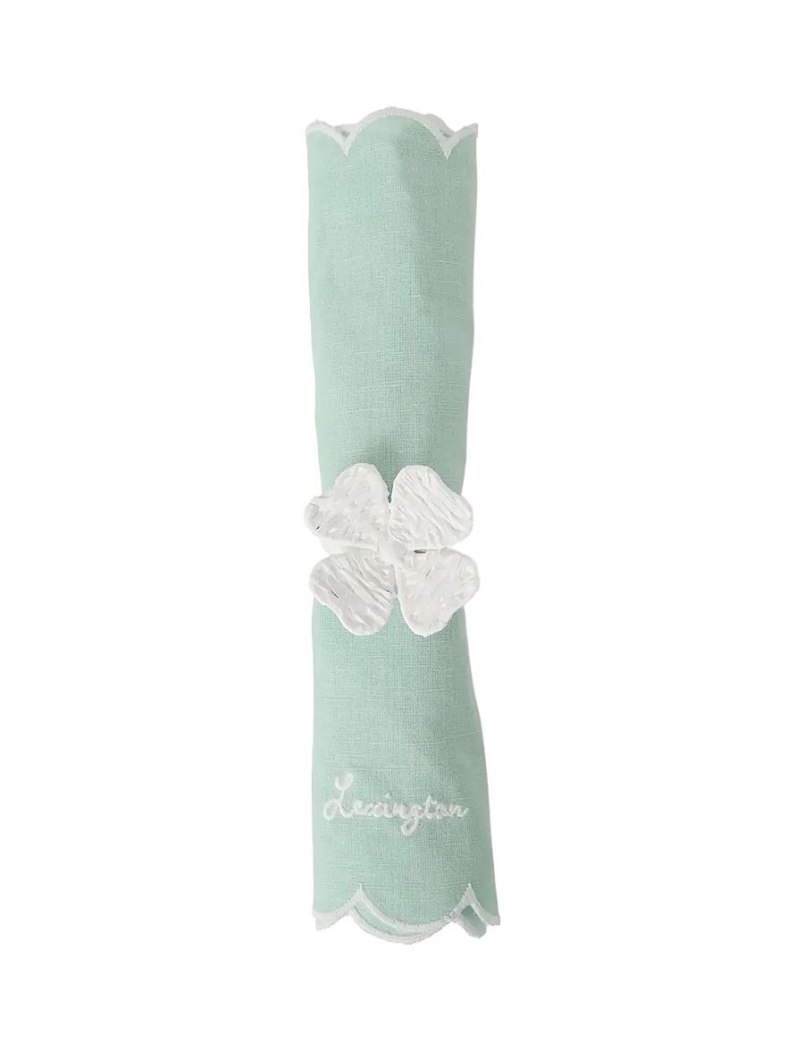 Lexington Home - Raffia Four-Leaf Clover Napkin Ring - salvrätikute rõngad ja hoidikud - white - 1