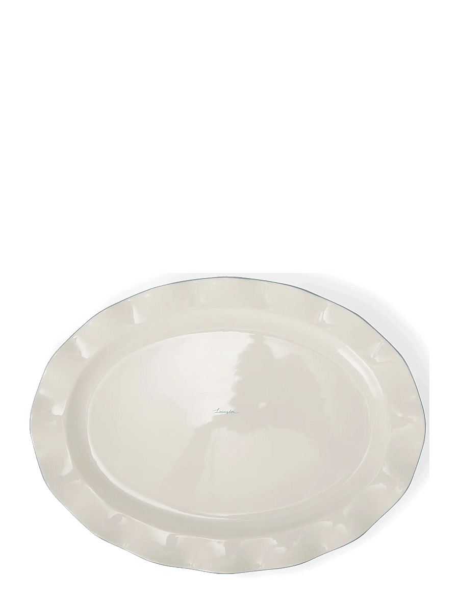 Lexington Home - Stoneware Wavy Oval Platter - vaagnad ja roogade serveerimisalused - white/blue - 1