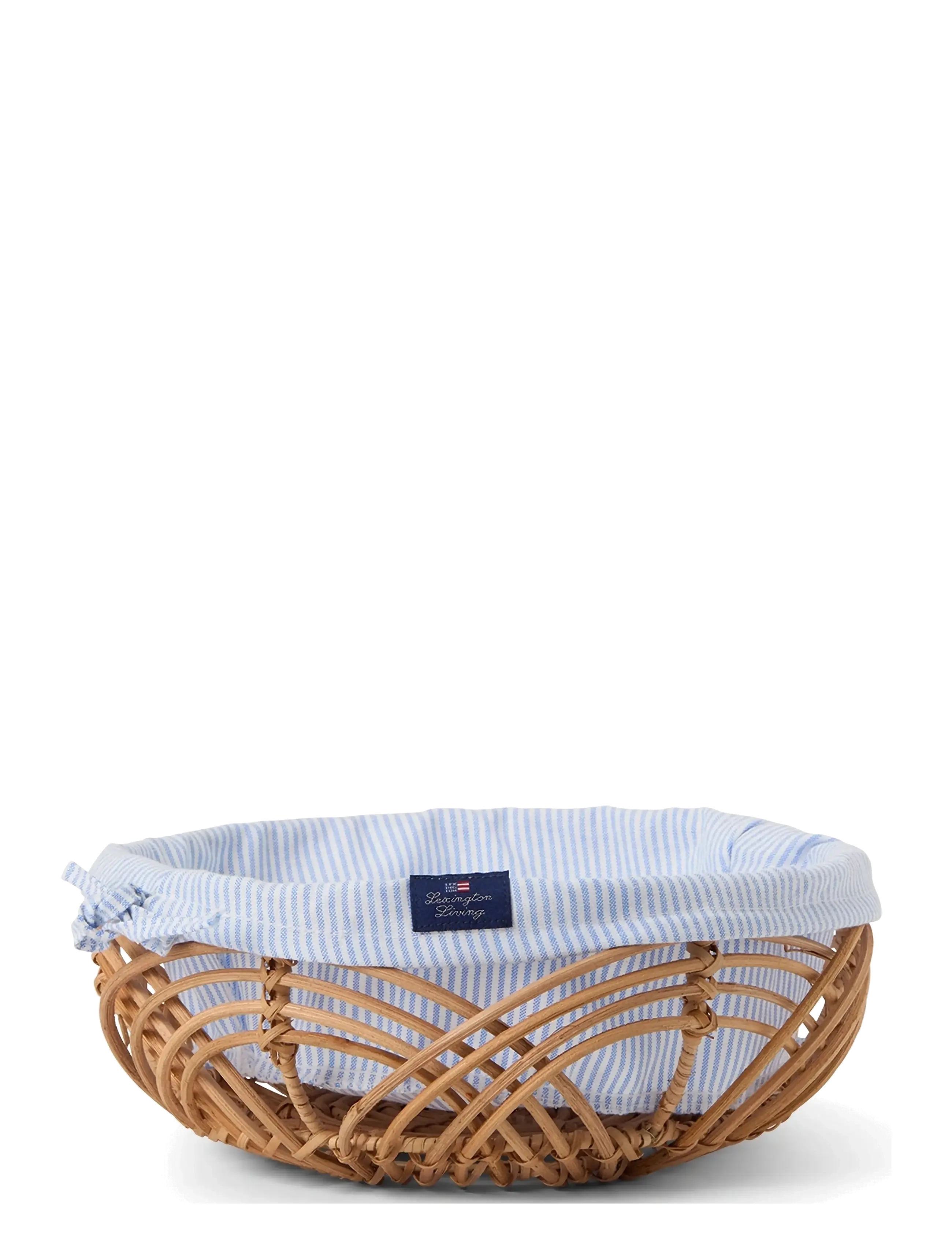 Lexington Home Wavy Rattan Basket with Liner (Diam 26cm) - Lexington Home - NATURAL / blue