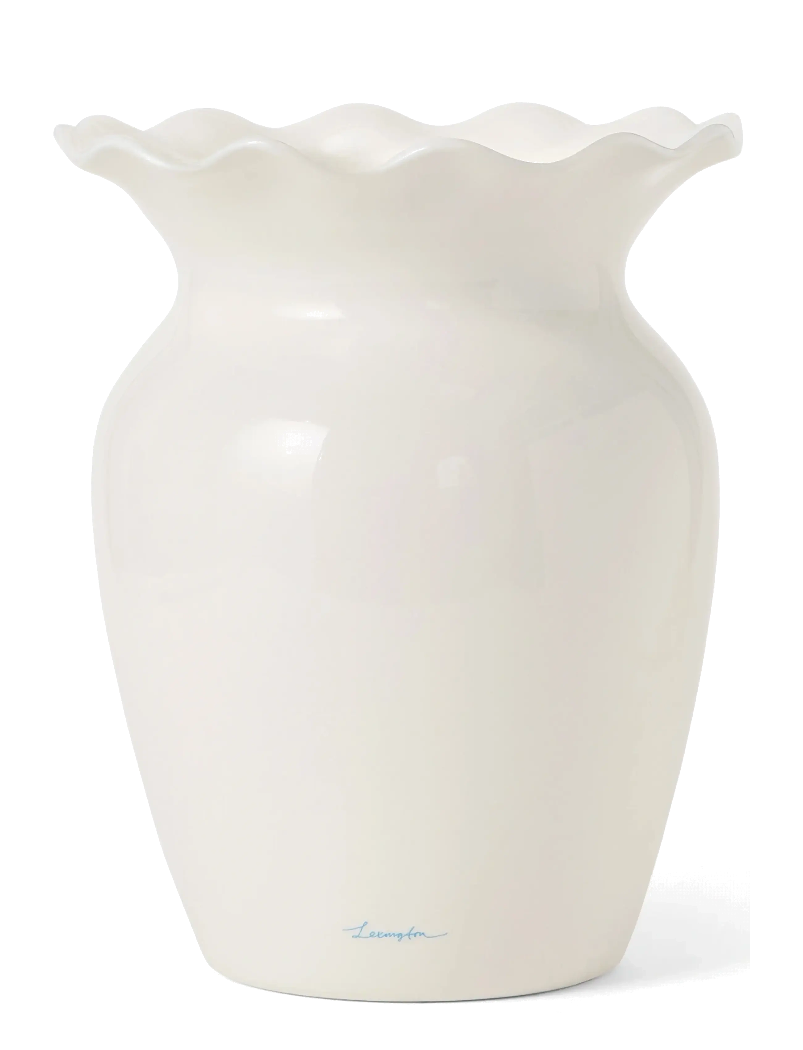 Lexington Home Stoneware Wavy Vase - Lexington Home - WHITE/BLUE / white