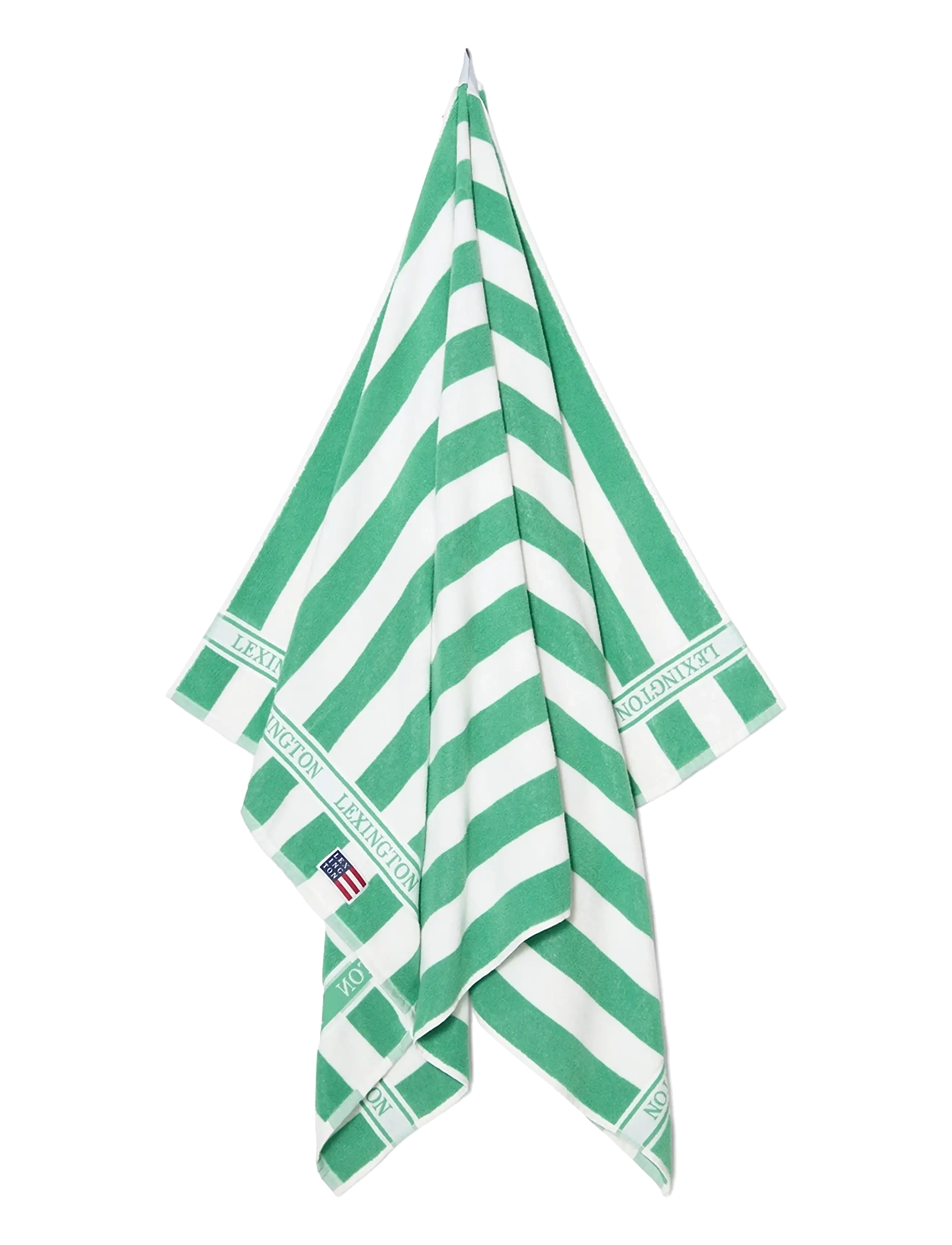 Lexington Home - Block Striped Cotton Terry Beach Towel - badehåndklæder - green/white - 1