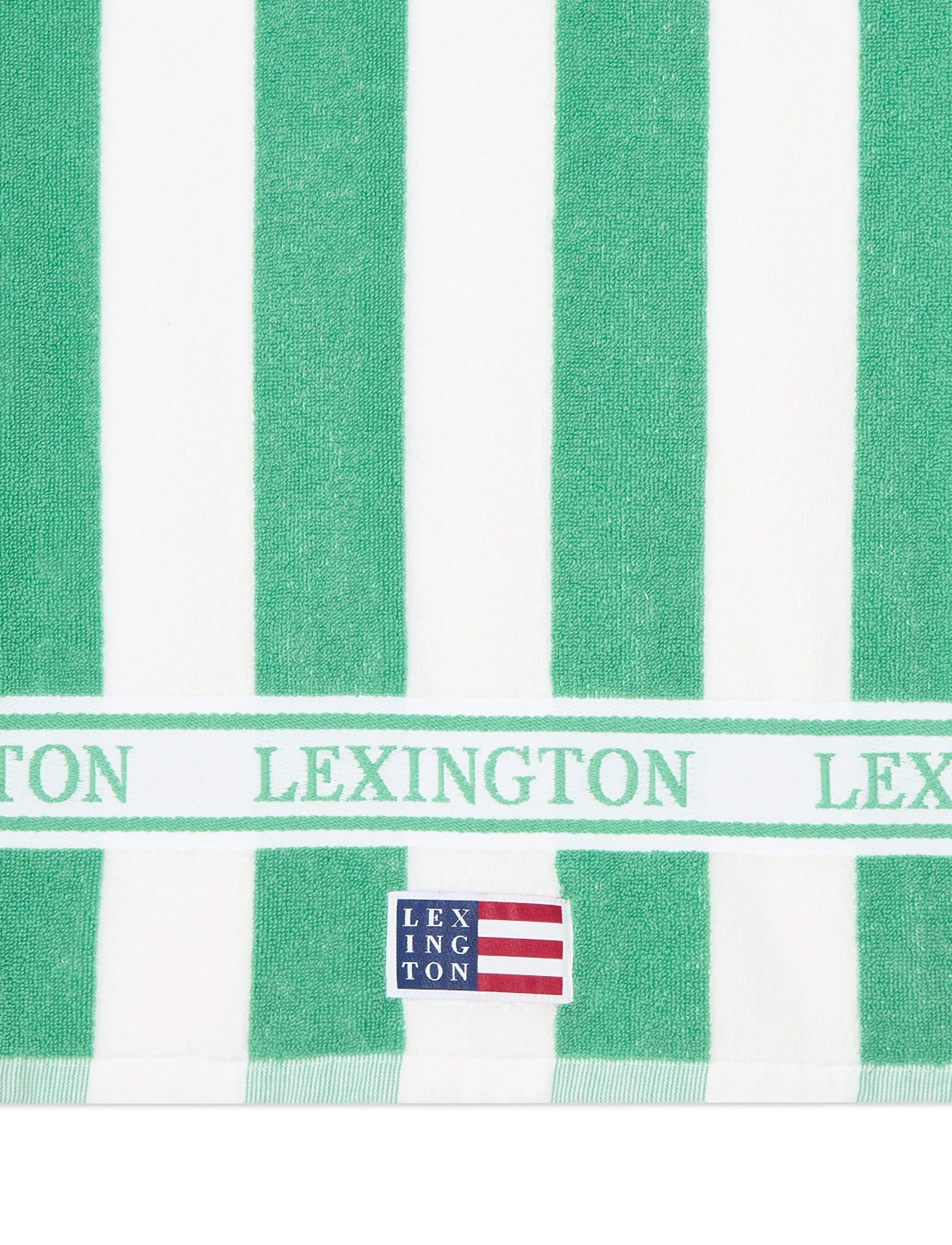 Lexington Home - Block Striped Cotton Terry Beach Towel - badehåndklæder - green/white - 2
