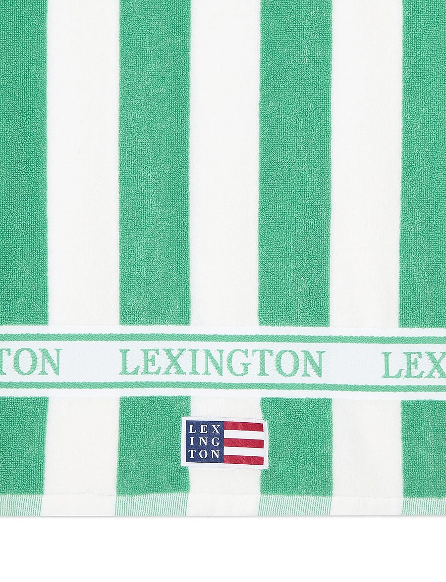 Lexington Home - Block Striped Cotton Terry Beach Towel - saunalinad - green/white - 2
