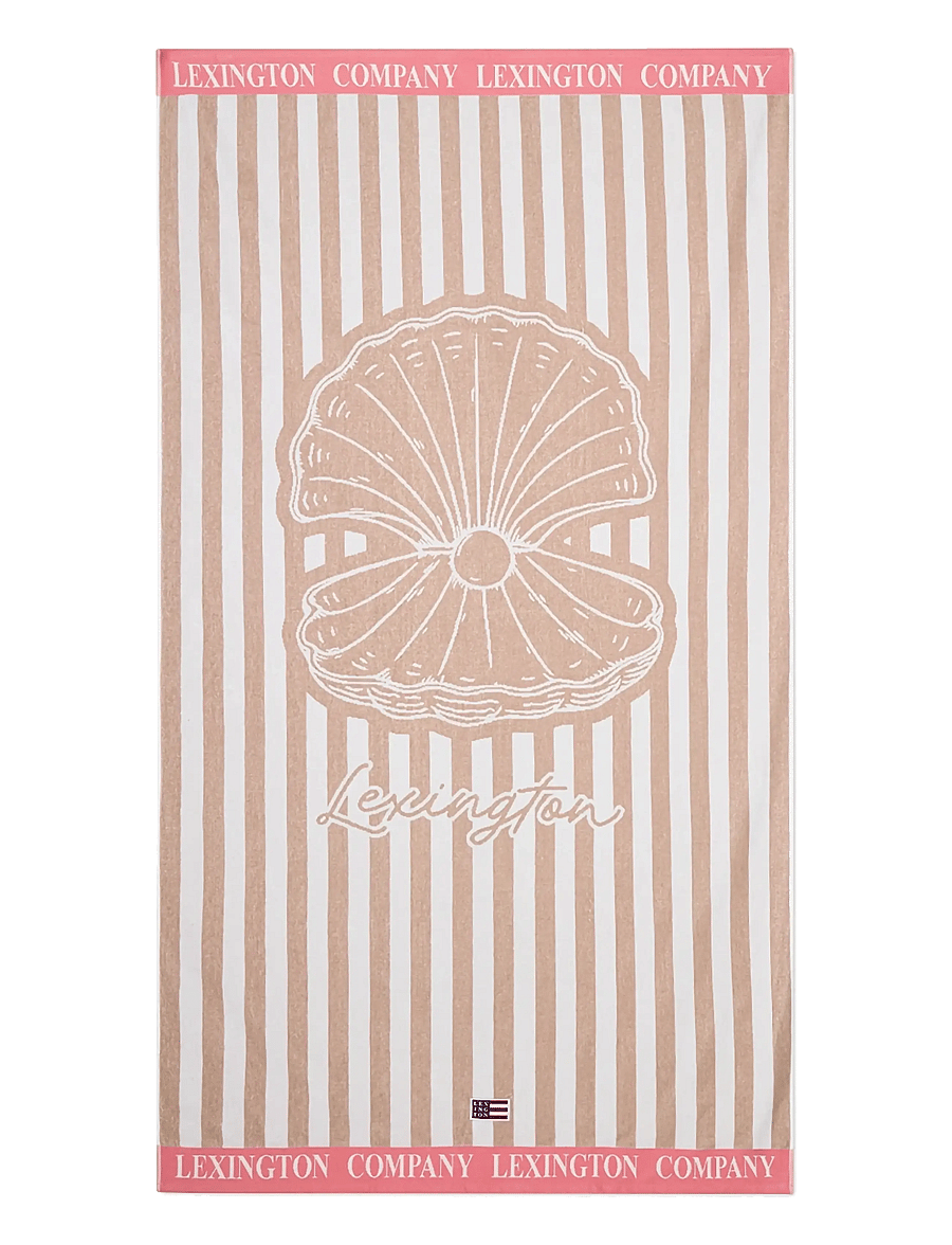 Lexington Home - Summer Cotton Velour Beach Towel - badetücher - beige/white/pink - 0