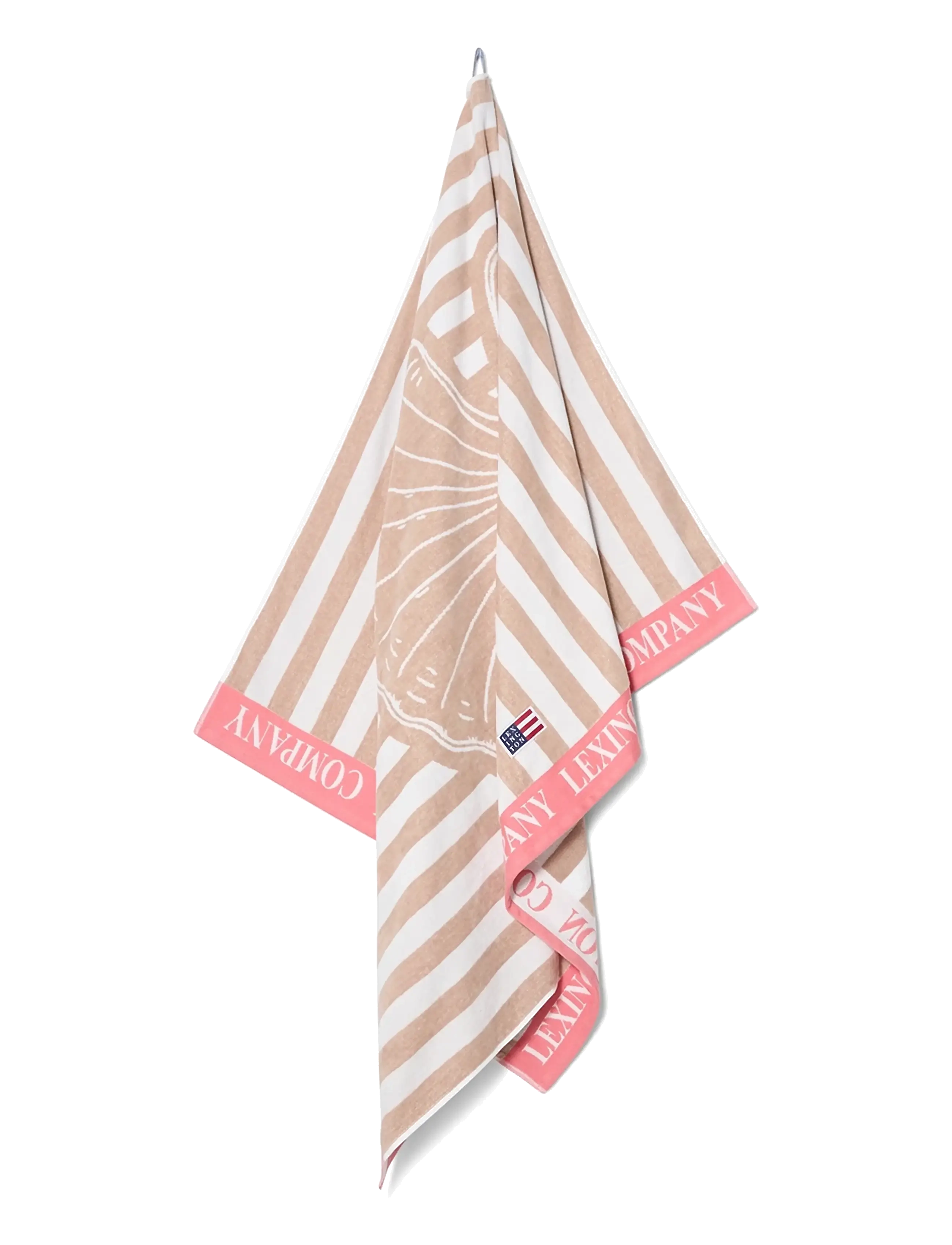 Lexington Home - Summer Cotton Velour Beach Towel - badehåndklæder - beige/white/pink - 1