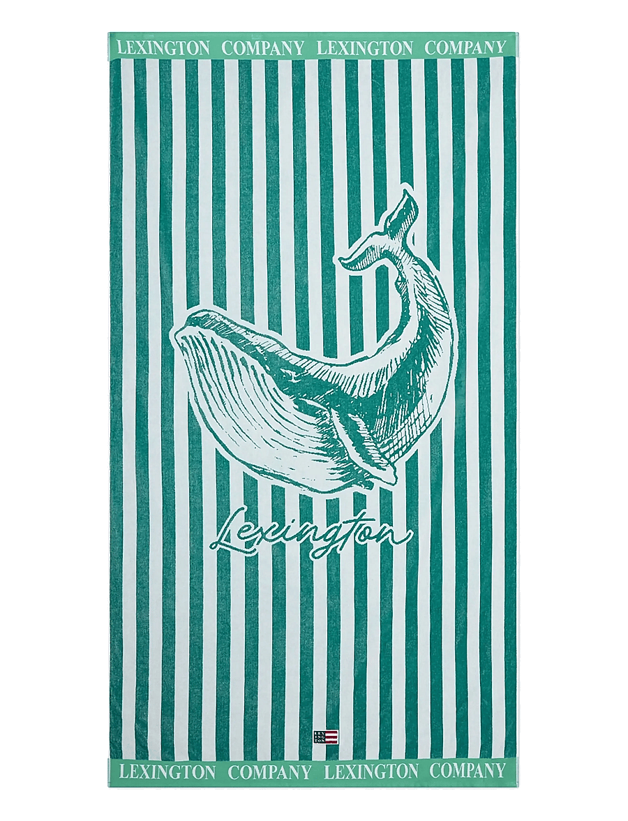 Lexington Home - Summer Cotton Velour Beach Towel - saunalinad - green/white - 0