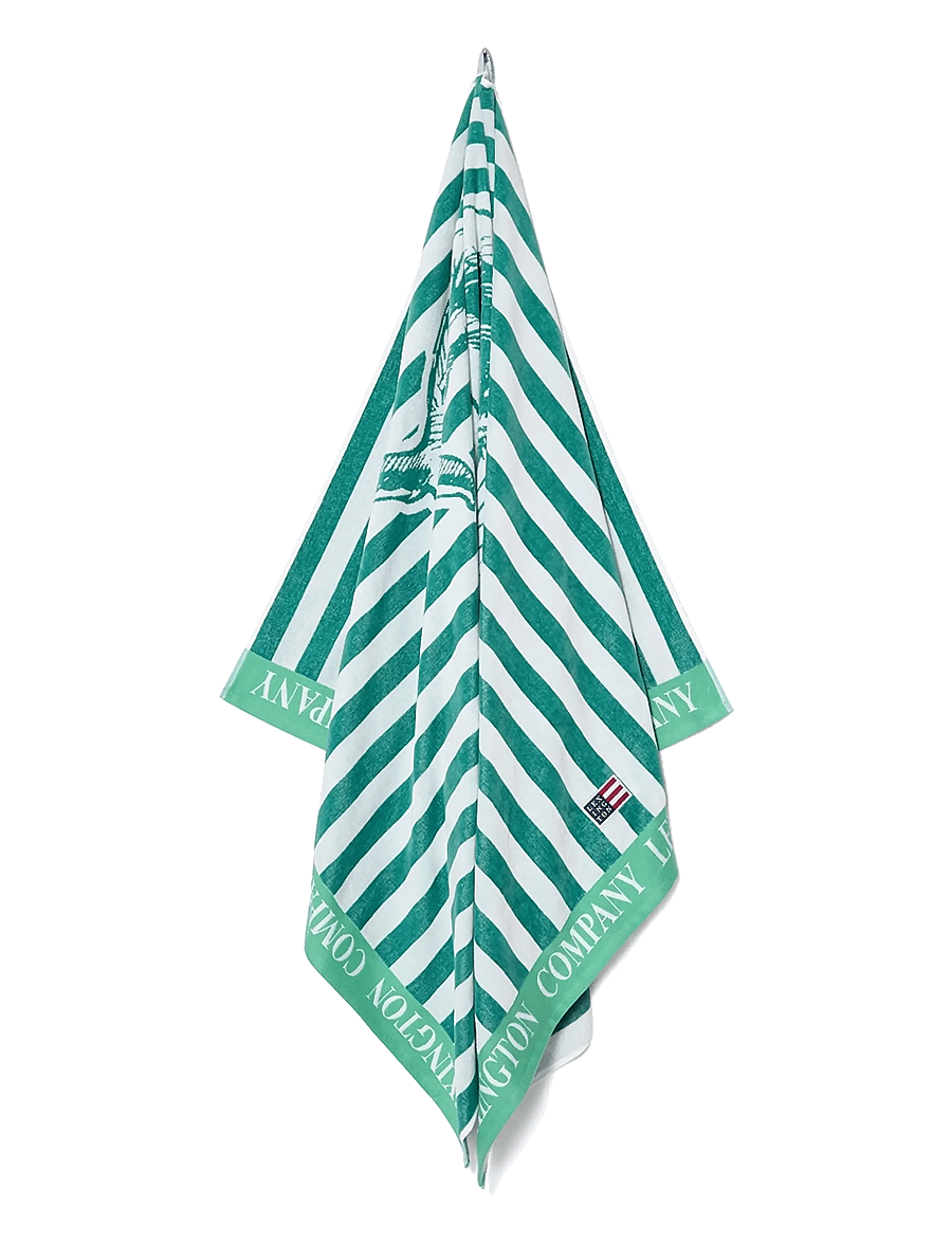 Lexington Home - Summer Cotton Velour Beach Towel - saunalinad - green/white - 1