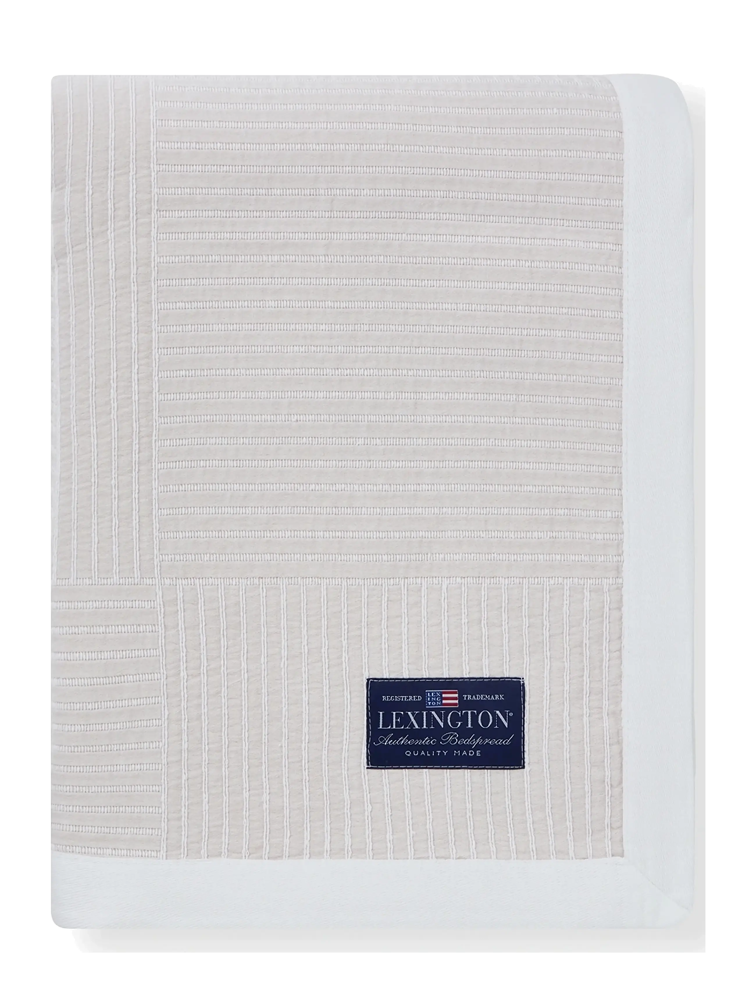 Lexington Home Stripe Checked Organic Cotton Jacquard Bedspread - Textiles - BEIGE/WHITE / cream