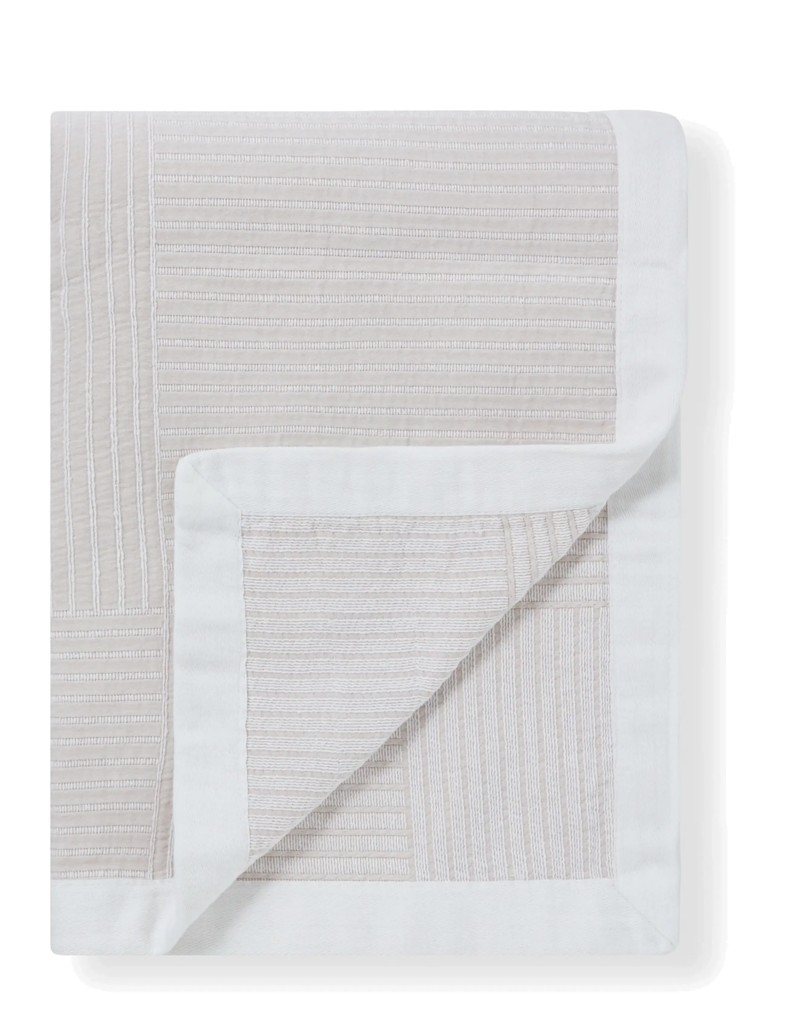 Lexington Home - Stripe Checked Organic Cotton Jacquard Bedspread - sengetæpper - beige/white - 1