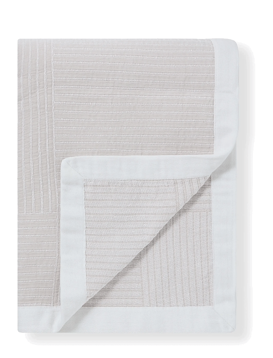 Lexington Home - Stripe Checked Organic Cotton Jacquard Bedspread - tagesdecken - beige/white - 1